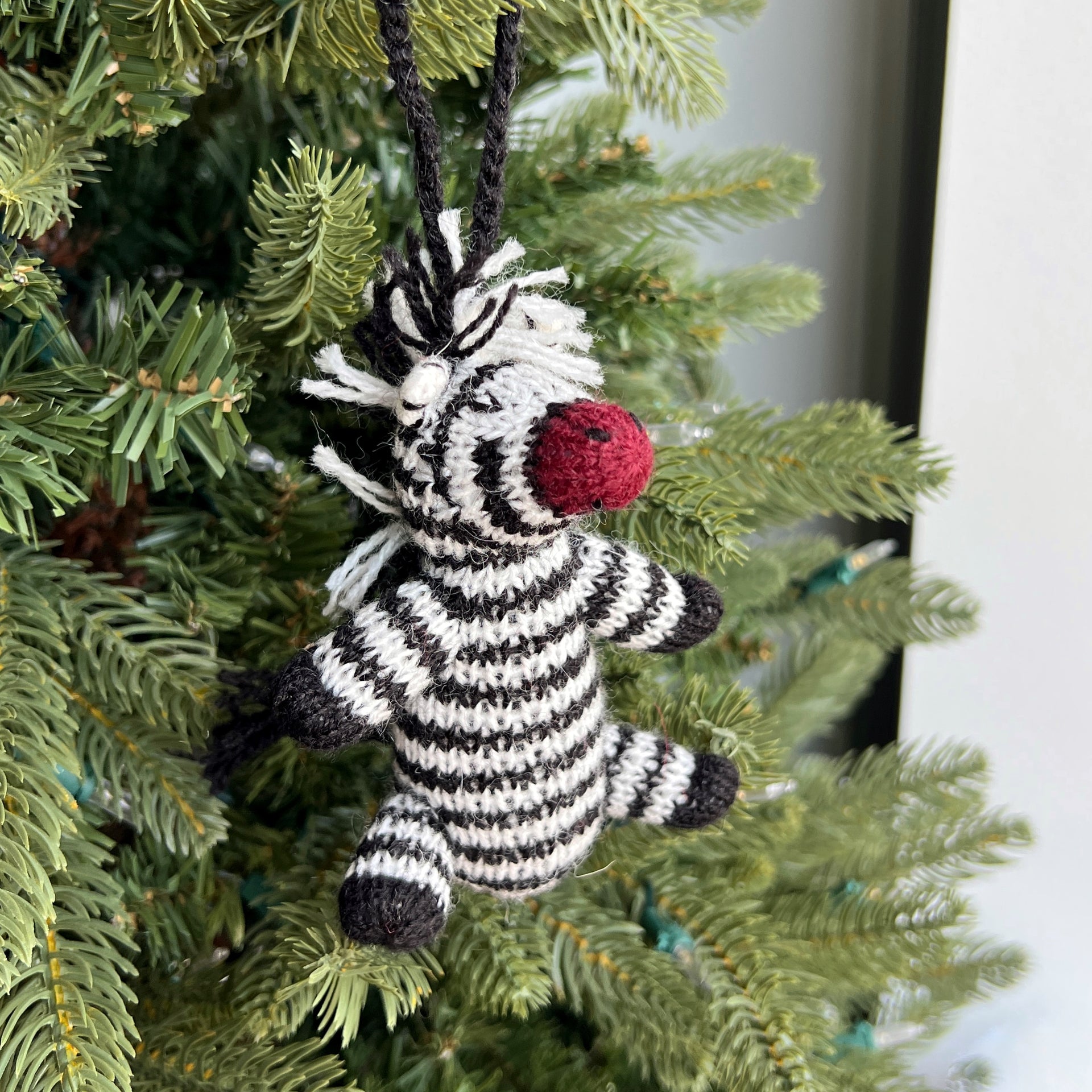 Zebra Ornament, Knit Wool