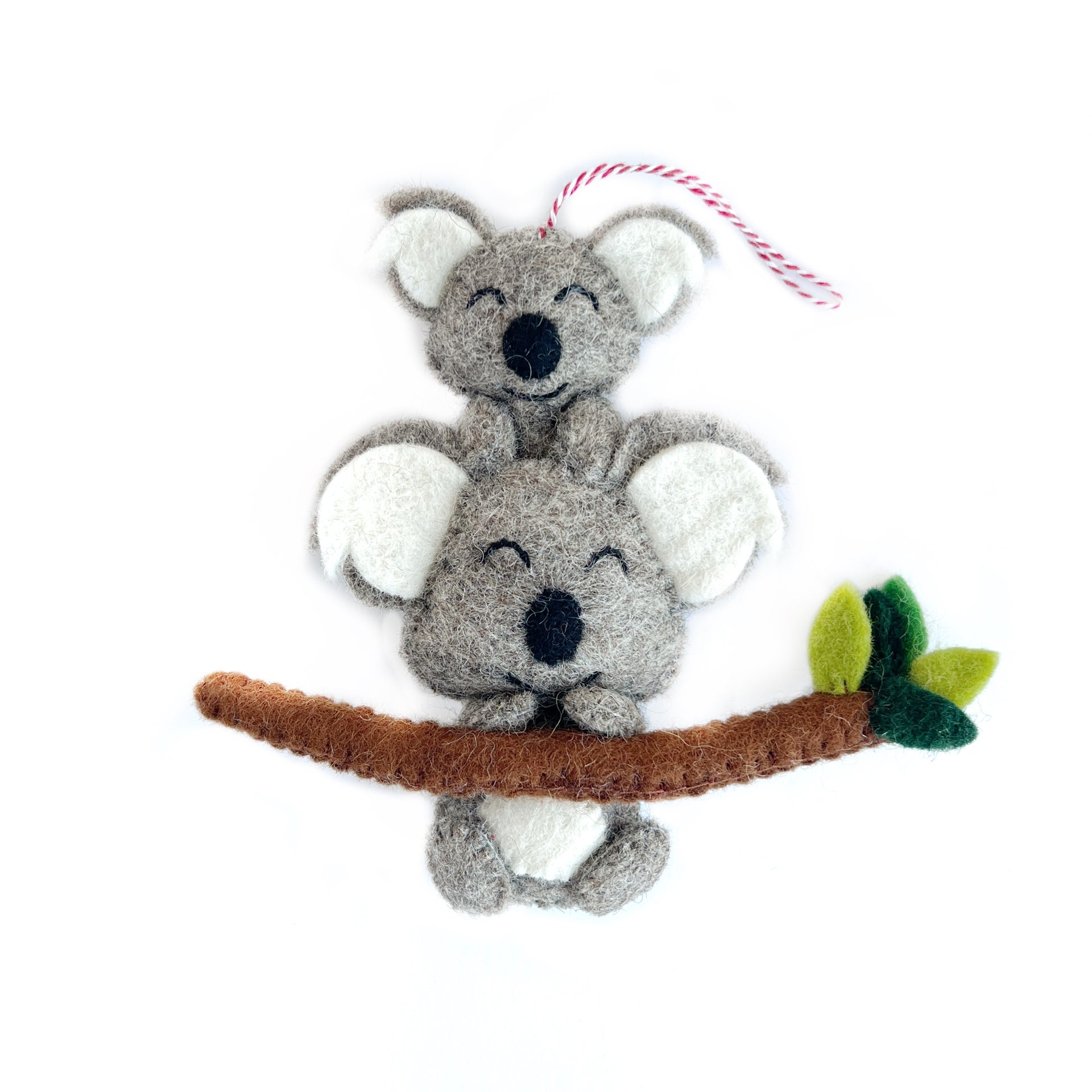 Koala Mom and Baby Ornament, Felt Wool