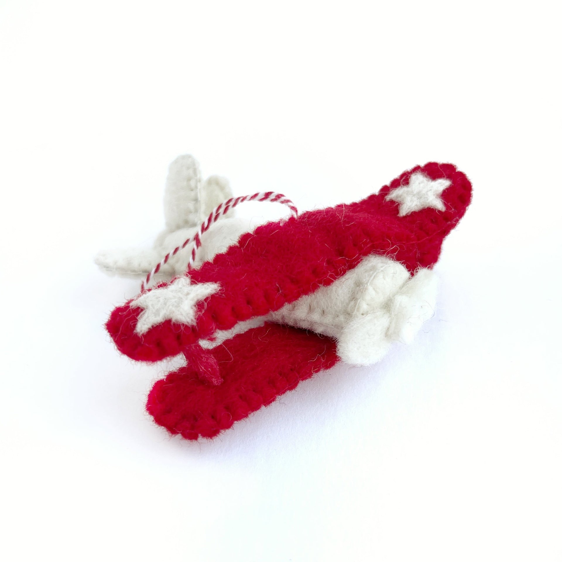 retro Biplane Christmas Ornament felt fair trade handmade Nepal
