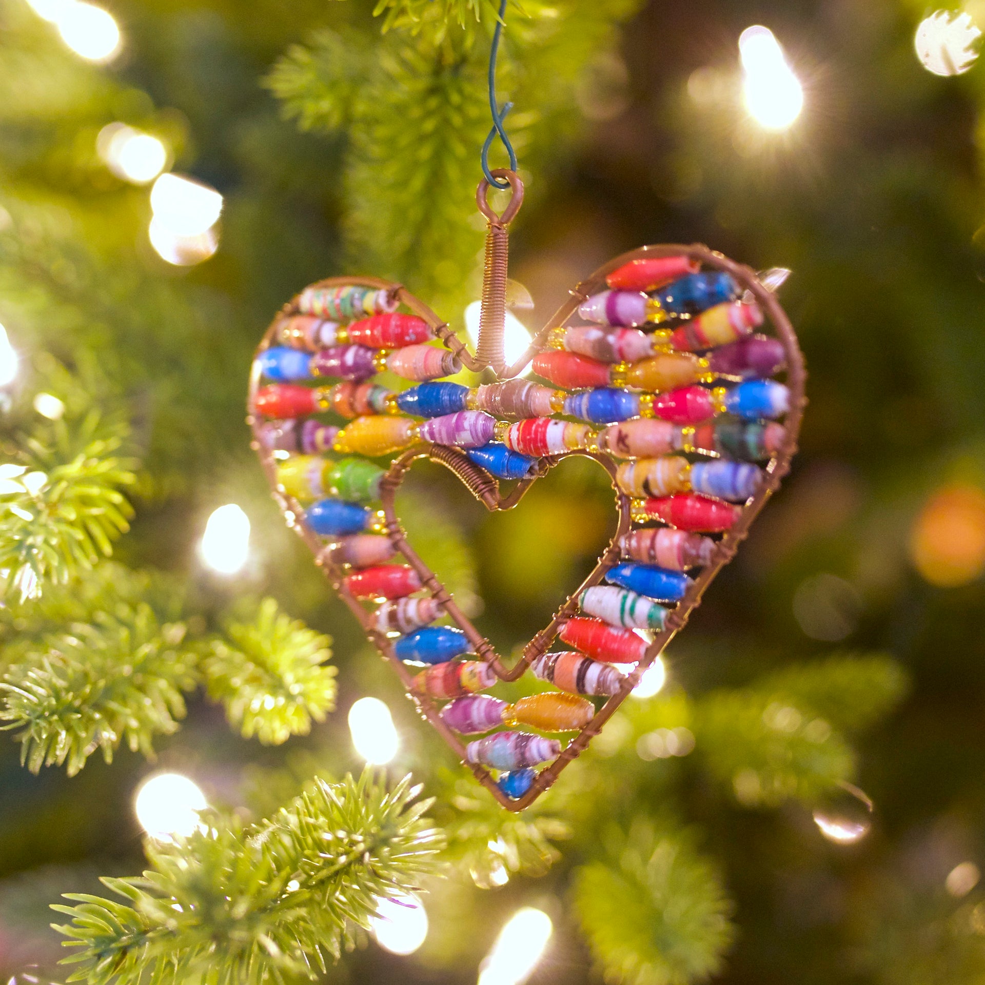 Open Heart Paper Bead Ornament