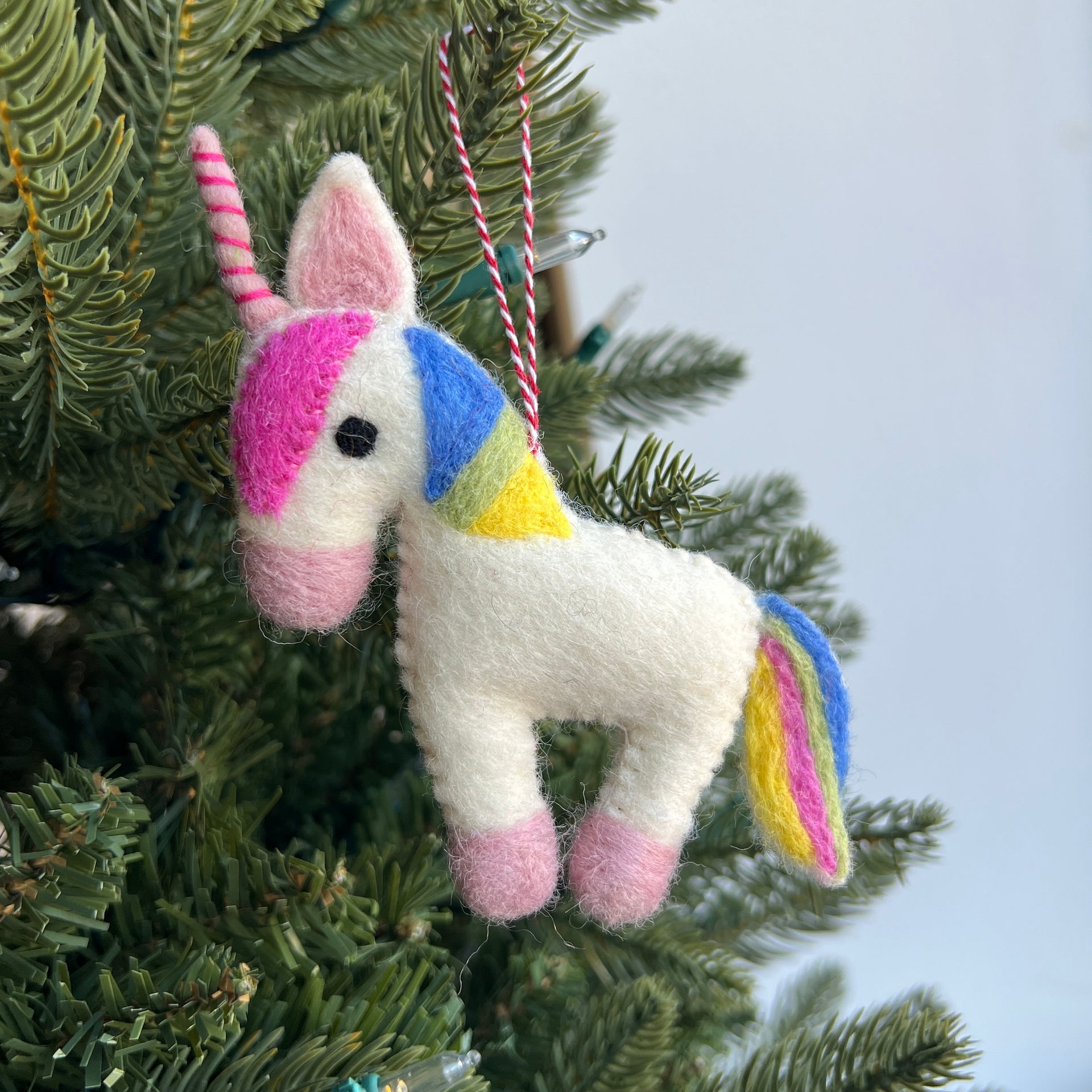 Pastel Unicorn Ornament, Felt Wool
