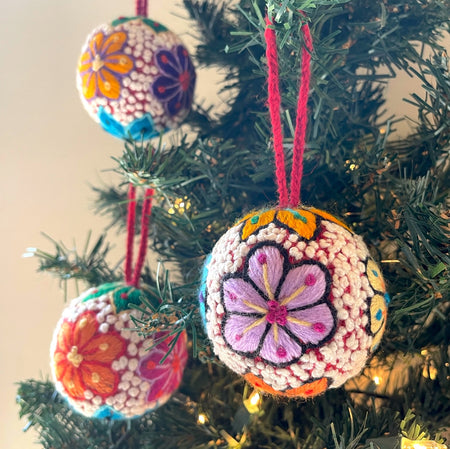 Embroidered Ball Ornament with French Knots