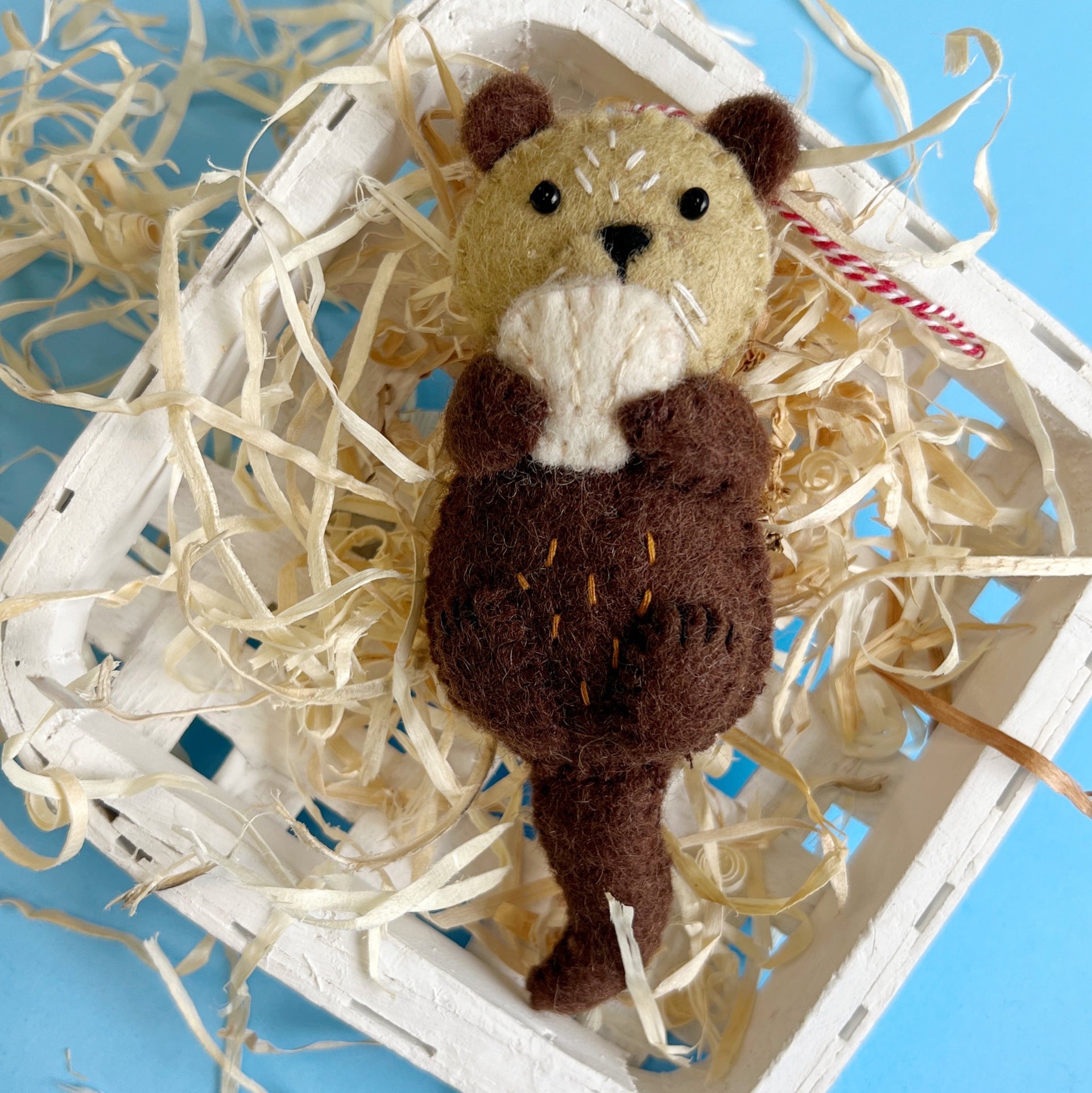 Cute Otter Ornament Handmade Felt Fair trade Christmas Decor