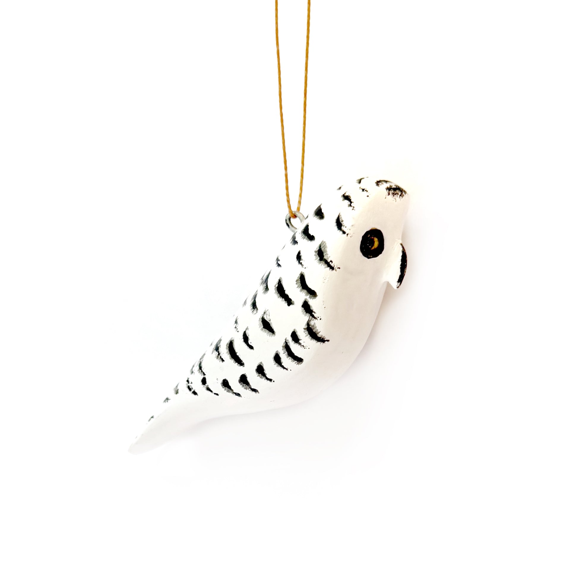 Snowy Owl Wood Bird Ornament