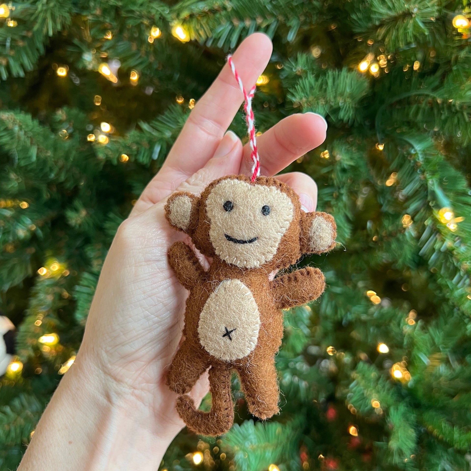Monkey Ornament, Felt Wool