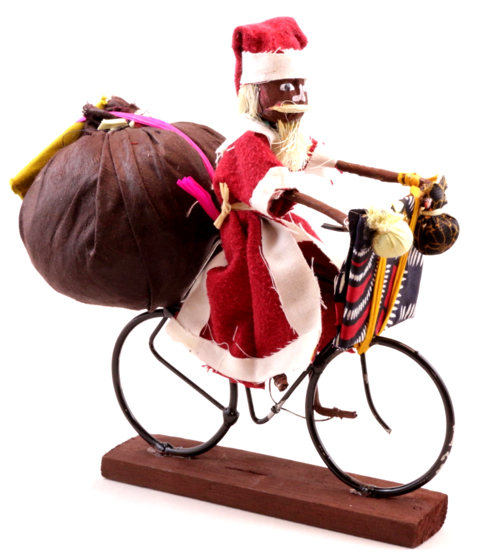 African Santa Claus Riding a Bike