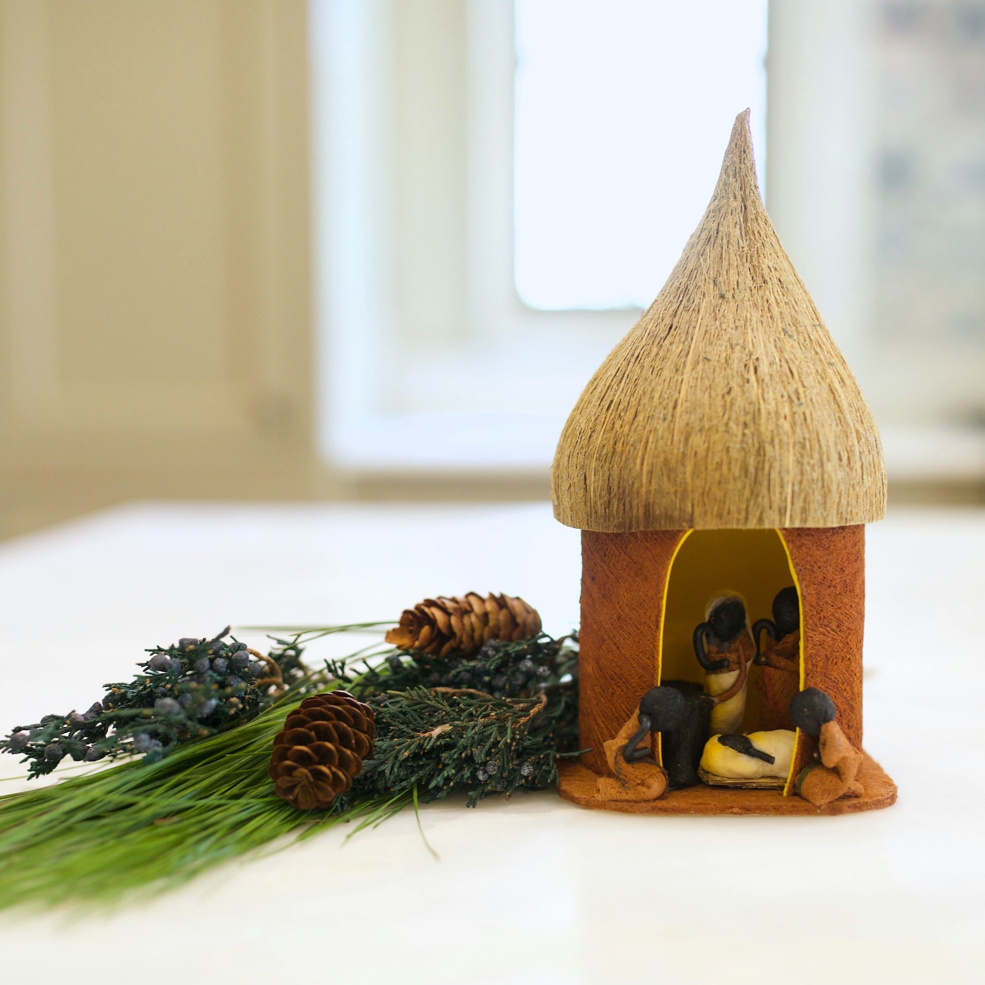Bark Cloth Hut Nativity