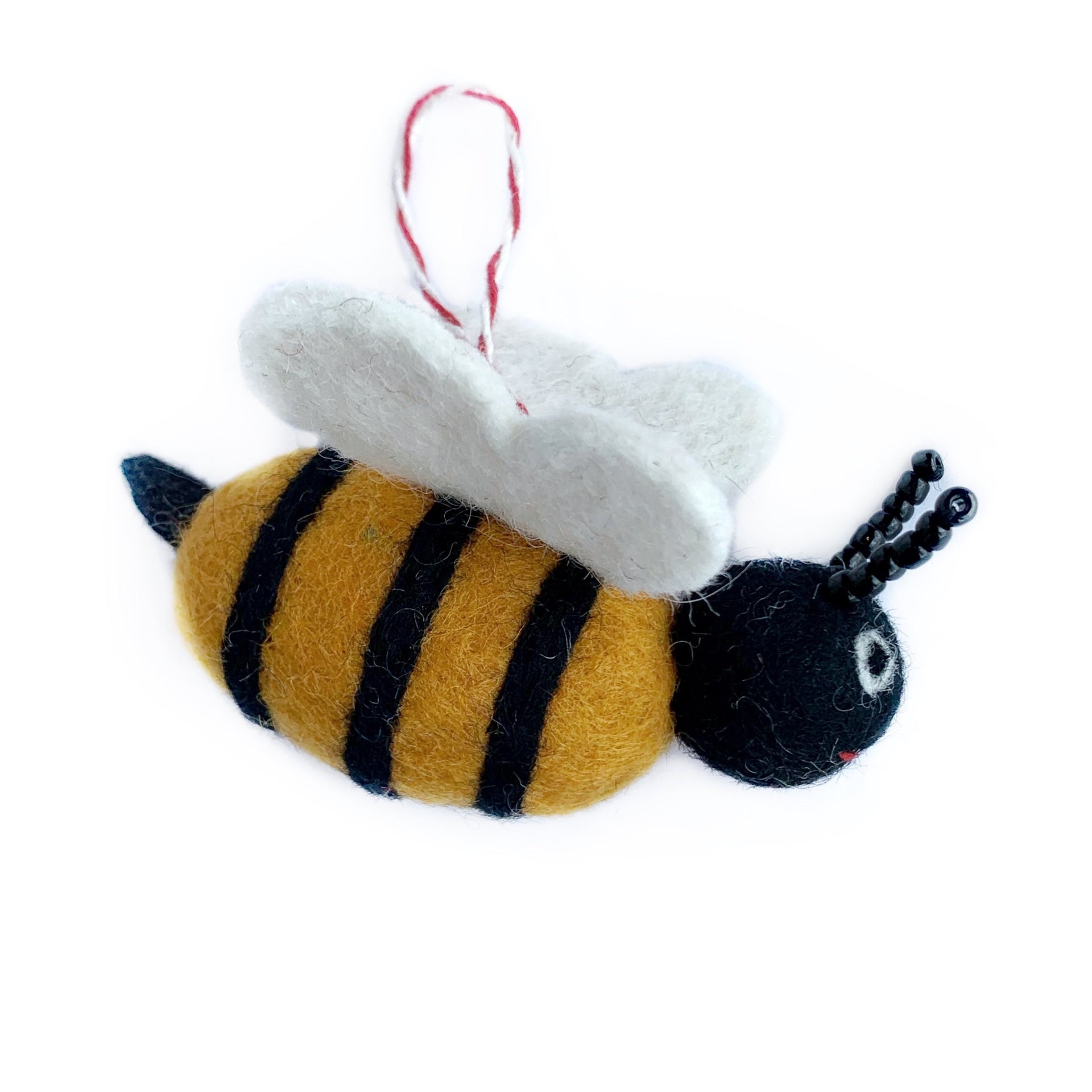 Handmade cute felt bee Christmas Ornament.