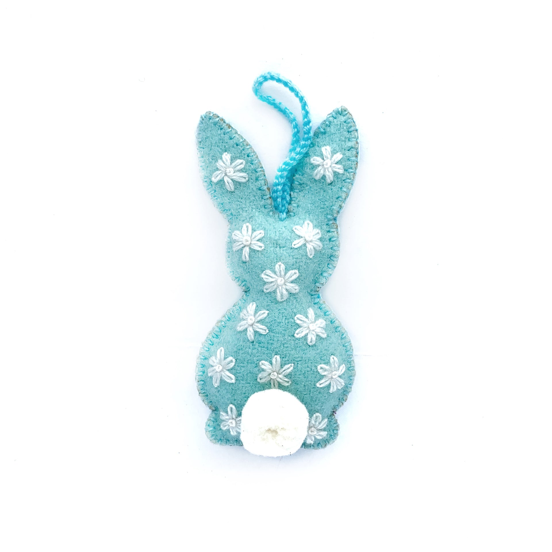 Easter Bunny Ornaments with Embroidered Flowers