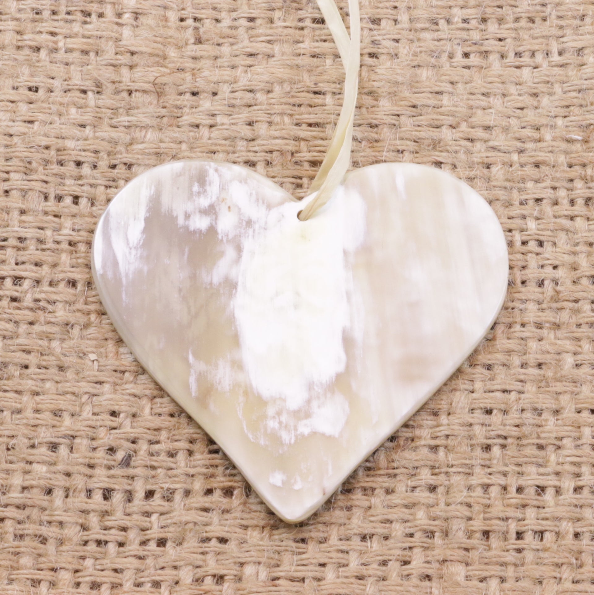 Cow Horn Heart Ornament Handmade Fair Trade