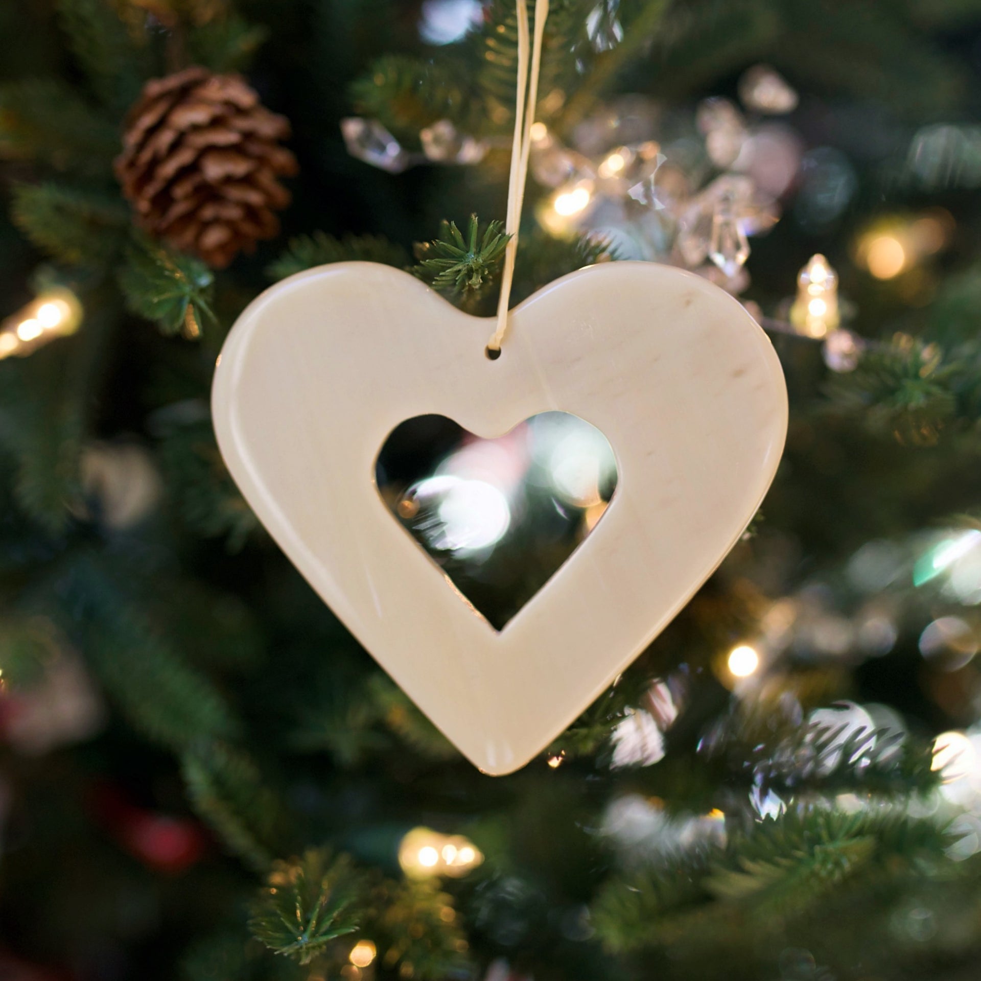 Open Heart Ornament, Cow Horn