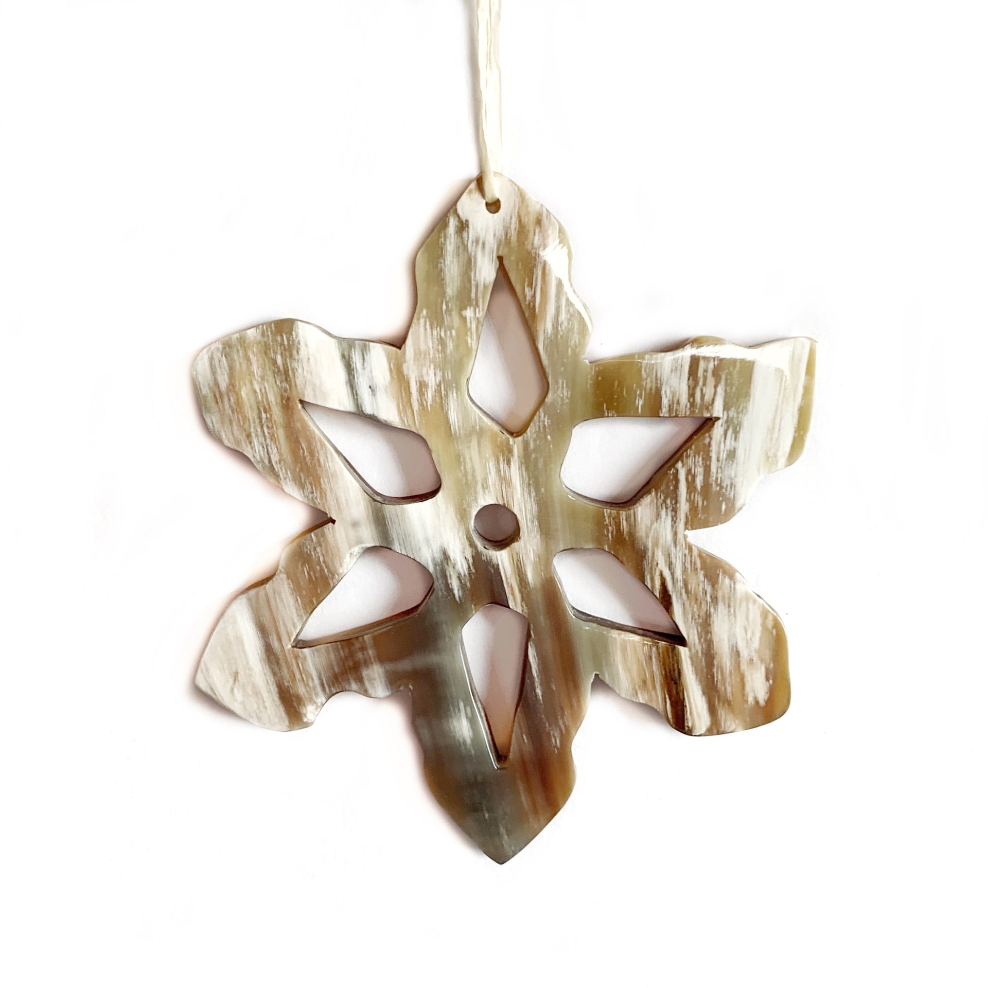 Snowflake Ornament, Cow Horn