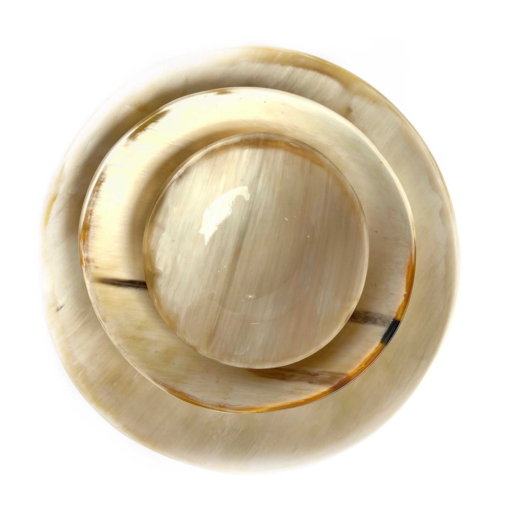 Set of  African Cow Horn Round Bowls Fair Trade