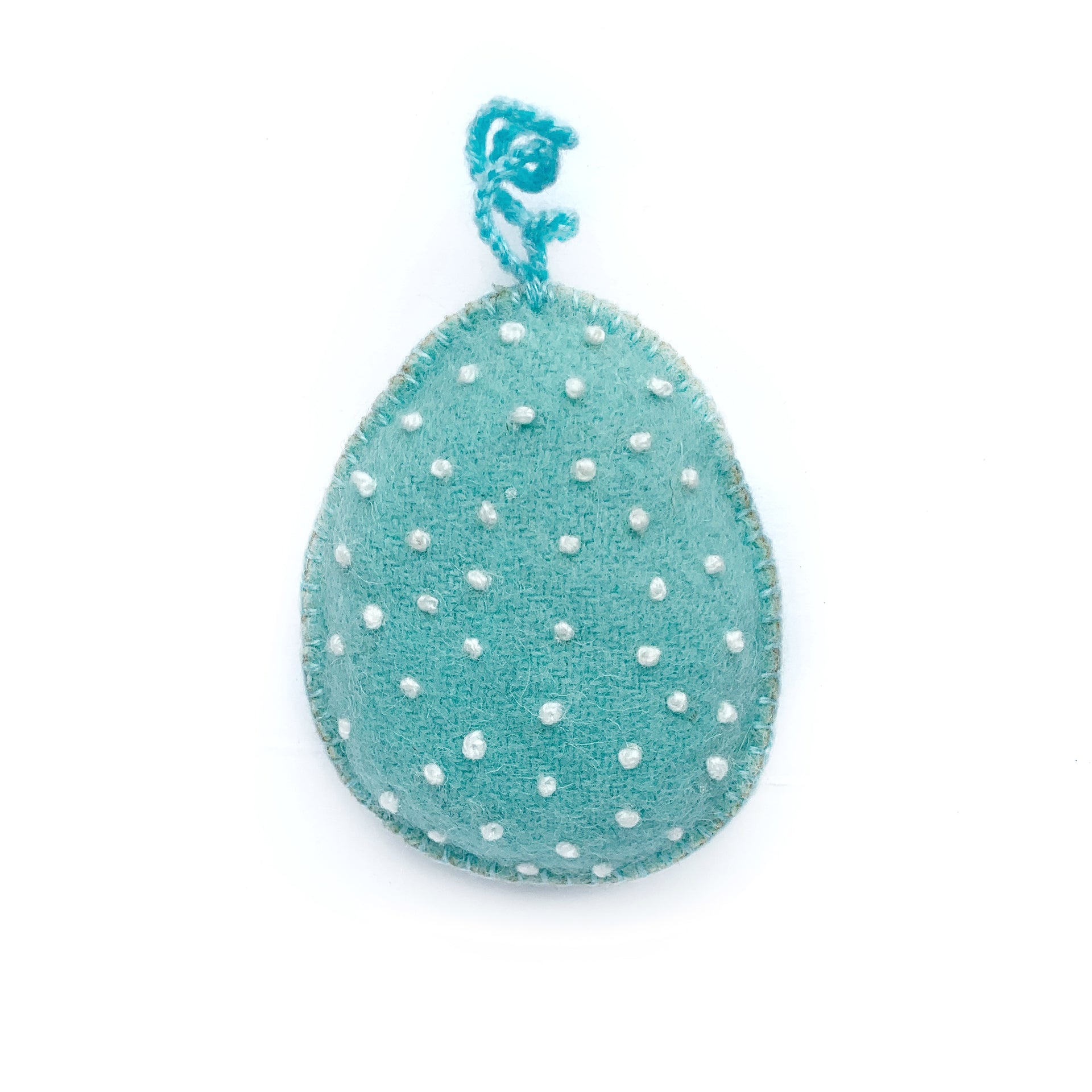 Easter Egg Ornament with Embroidered White Dots
