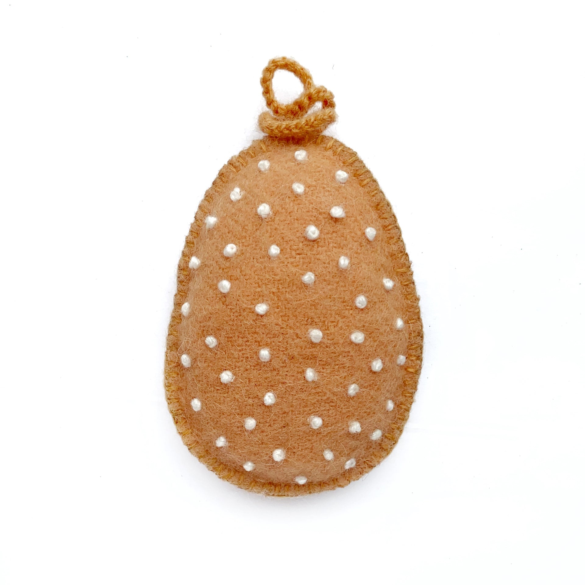 Easter Egg Ornament with Embroidered White Dots