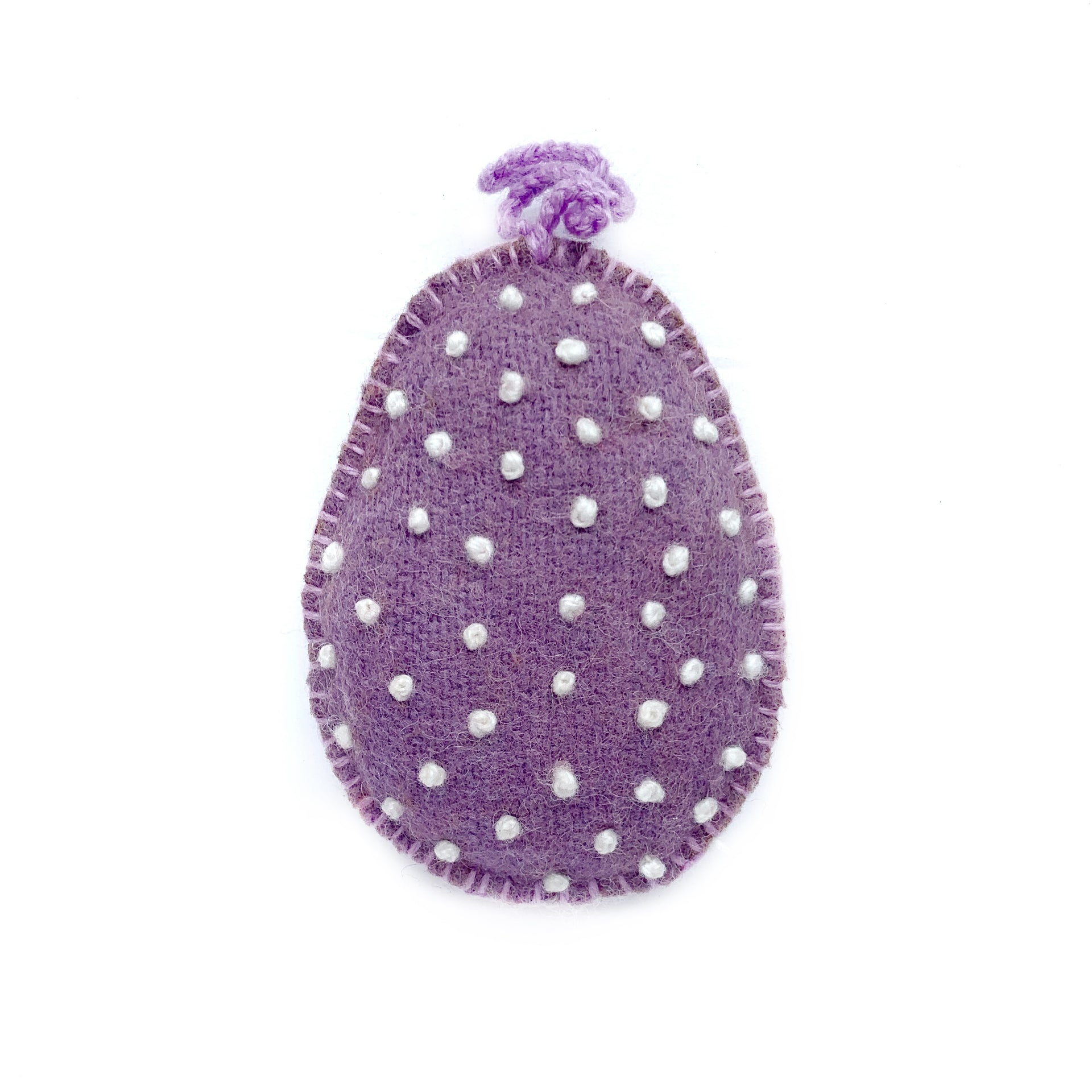 Easter Egg Ornament with Embroidered White Dots