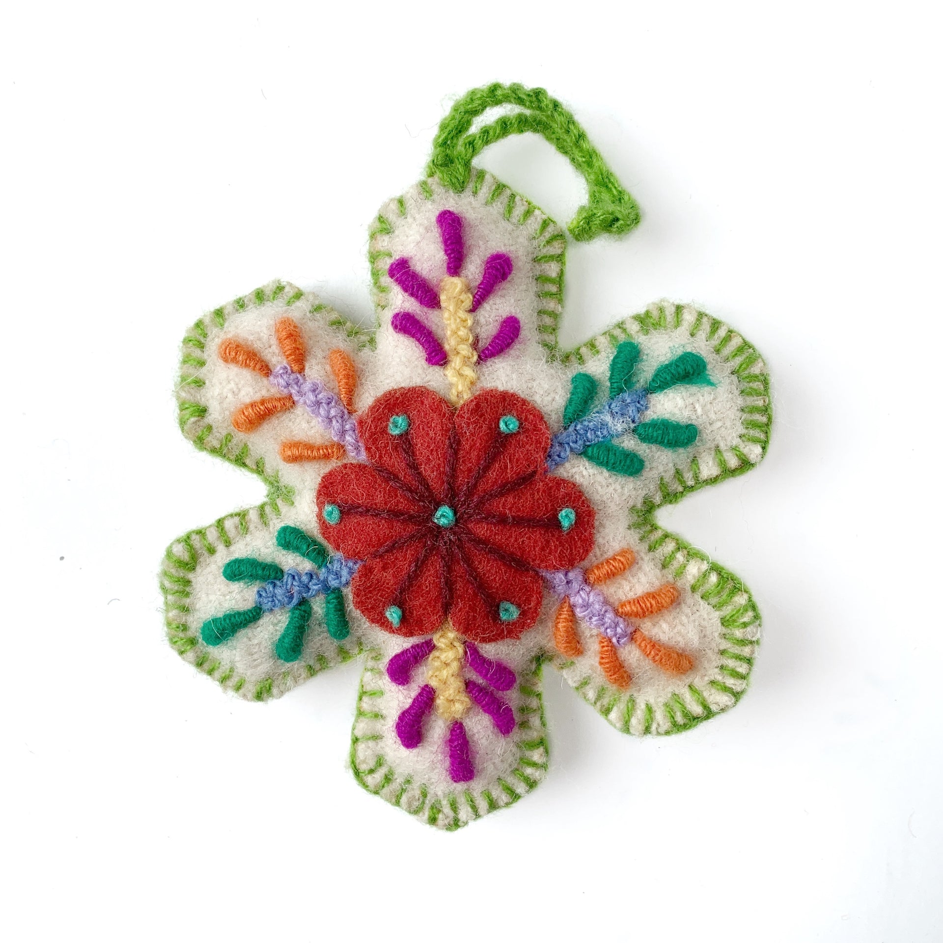 Fair Trade Light Green Snowflake Christmas Ornament