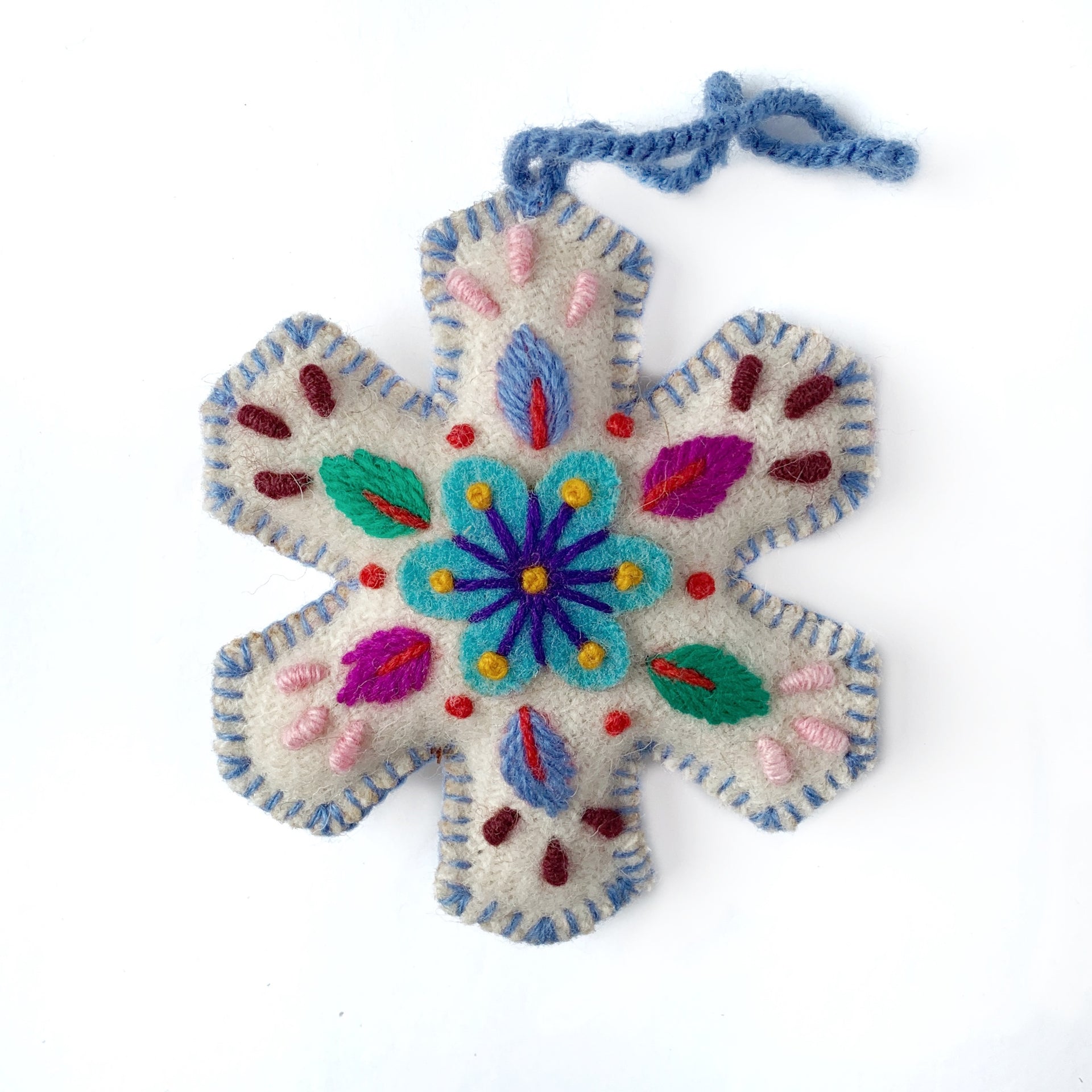 Fair Trade Periwinkle Snowflake Christmas Ornament