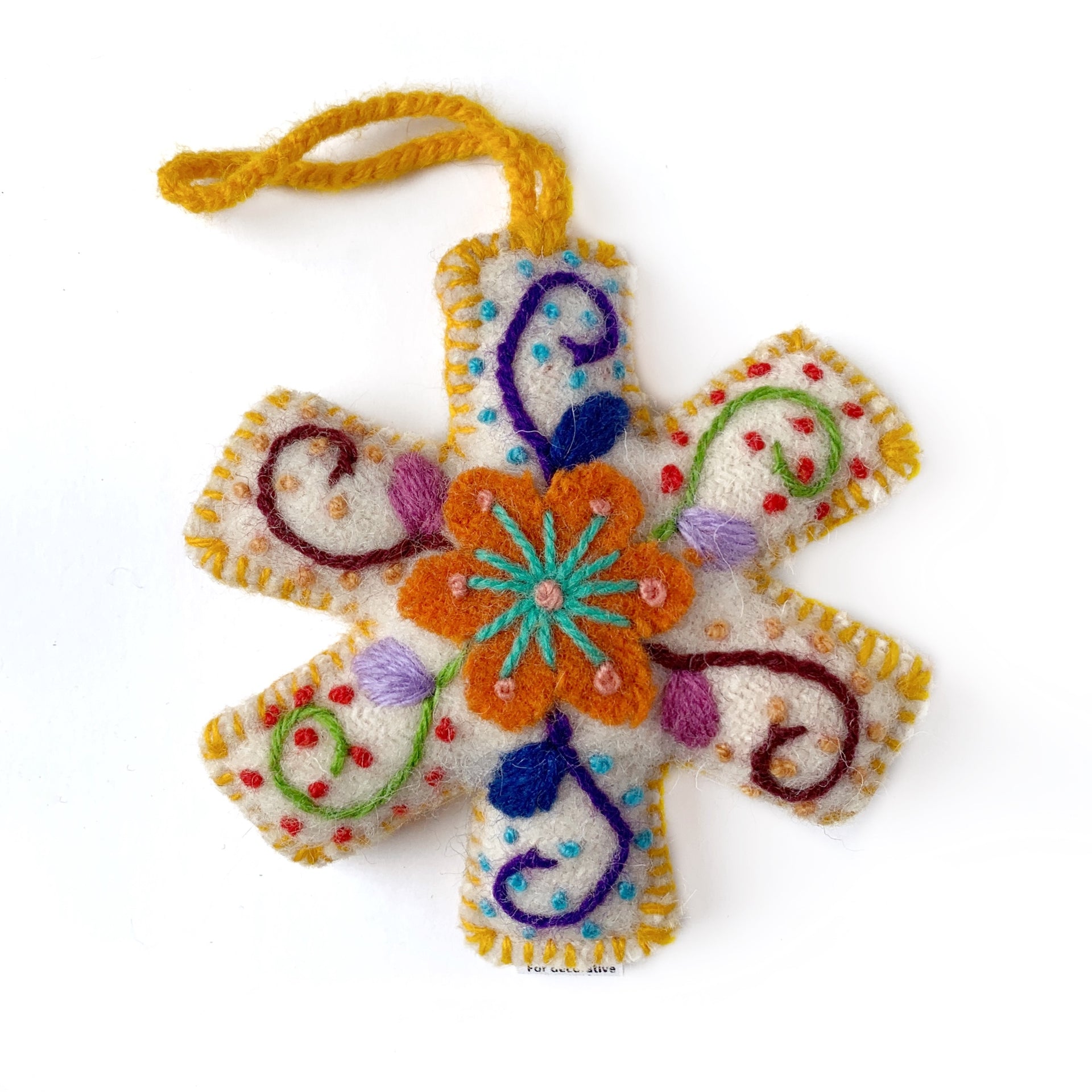 Fair Trade Yellow Snowflake Christmas Ornament