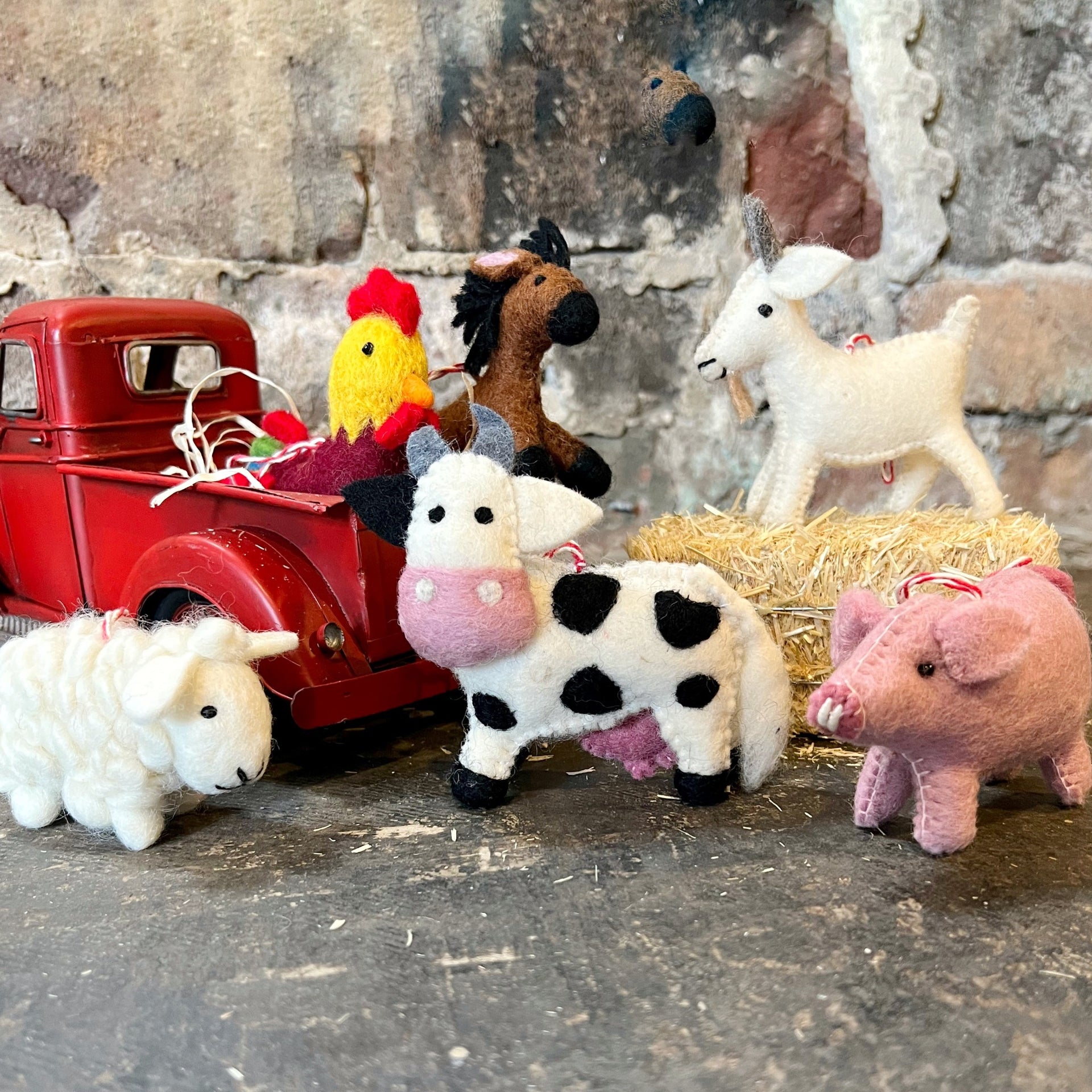 Cute Felt Farm Animal Christmas Ornaments 4 Orphans