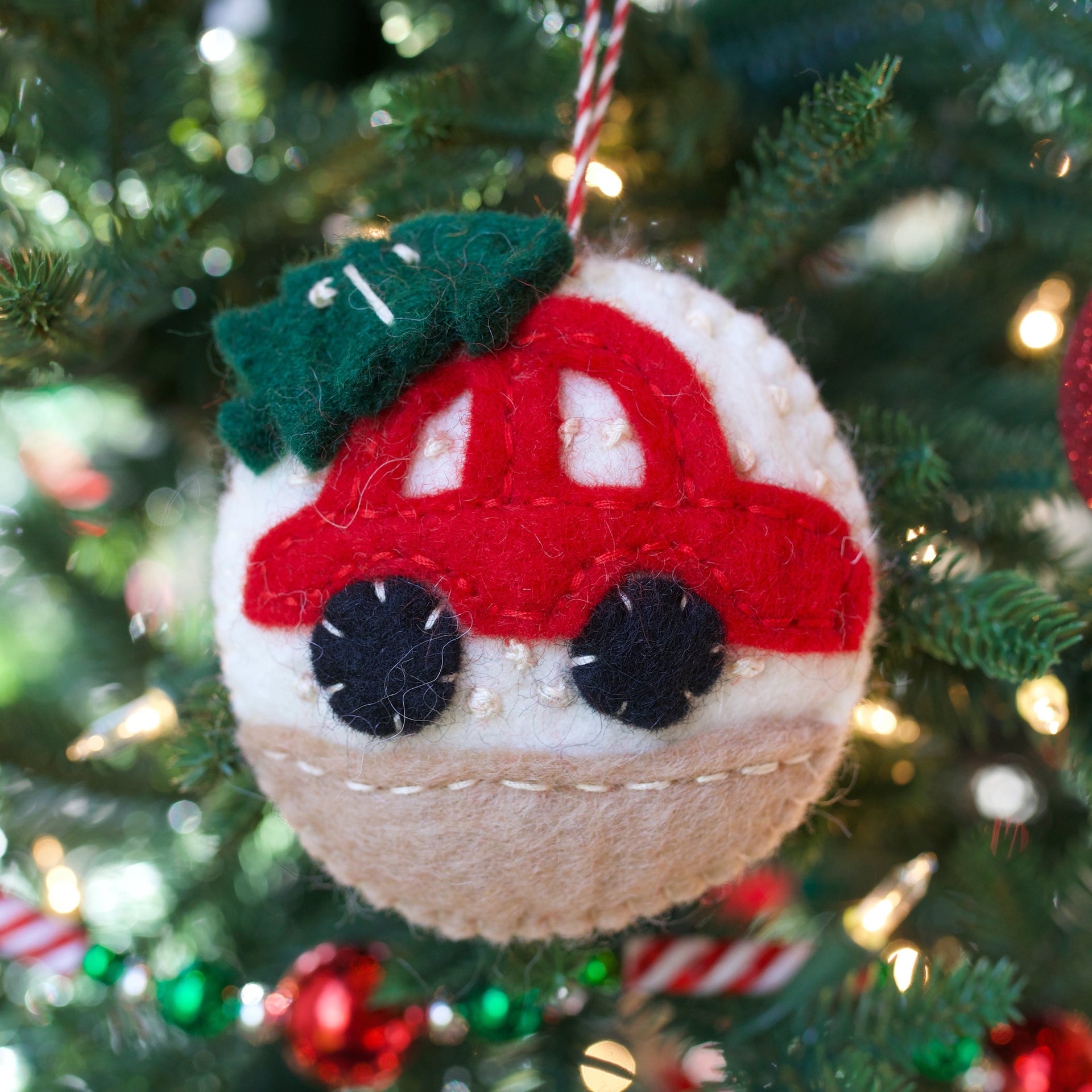 Car with Tree Ornament, Felt Wool