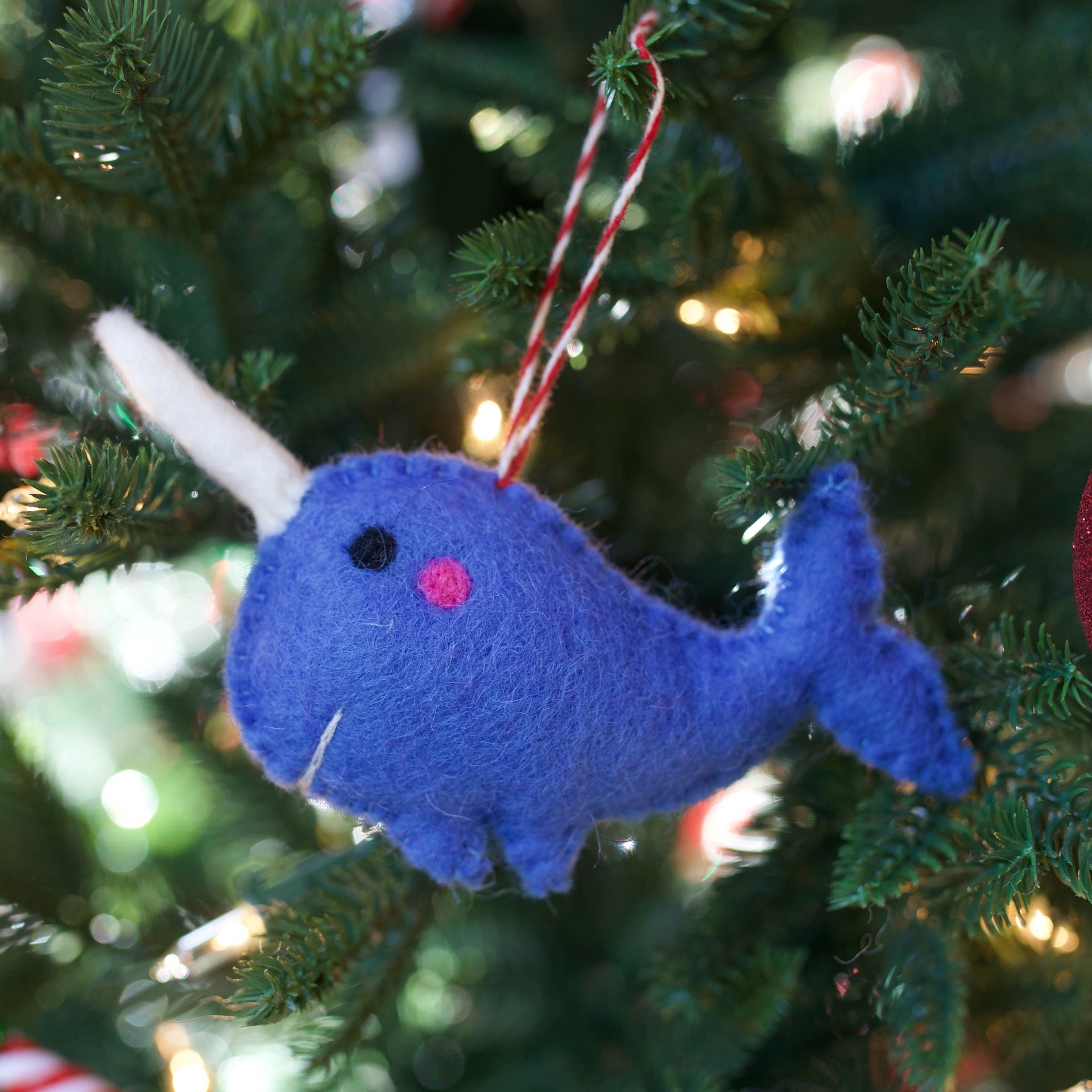 Narwhal Ornament, Felt Wool