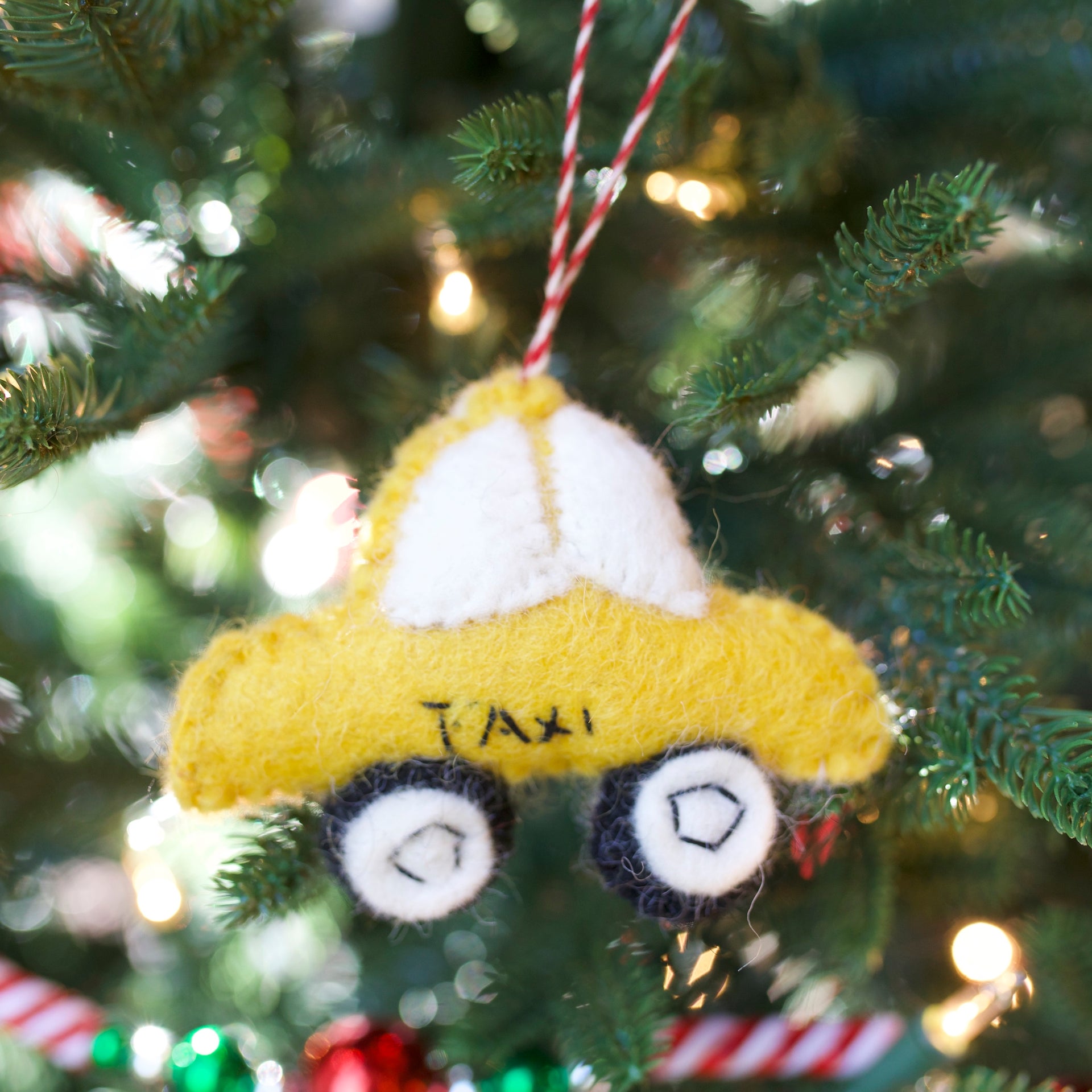 Taxi Cab Ornament, Felt Wool