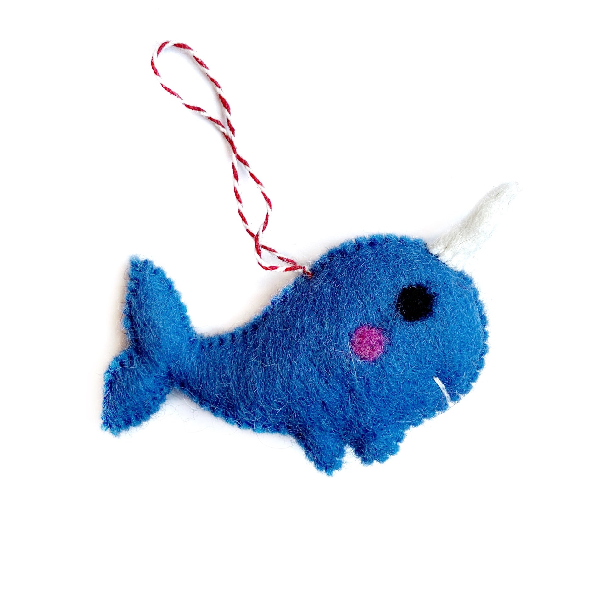 Narwhal Christmas Ornament Handmade Felt Wool