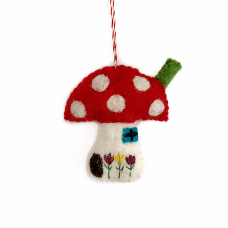 Cute Mushroom House Christmas Ornament Fair Trade by O4O