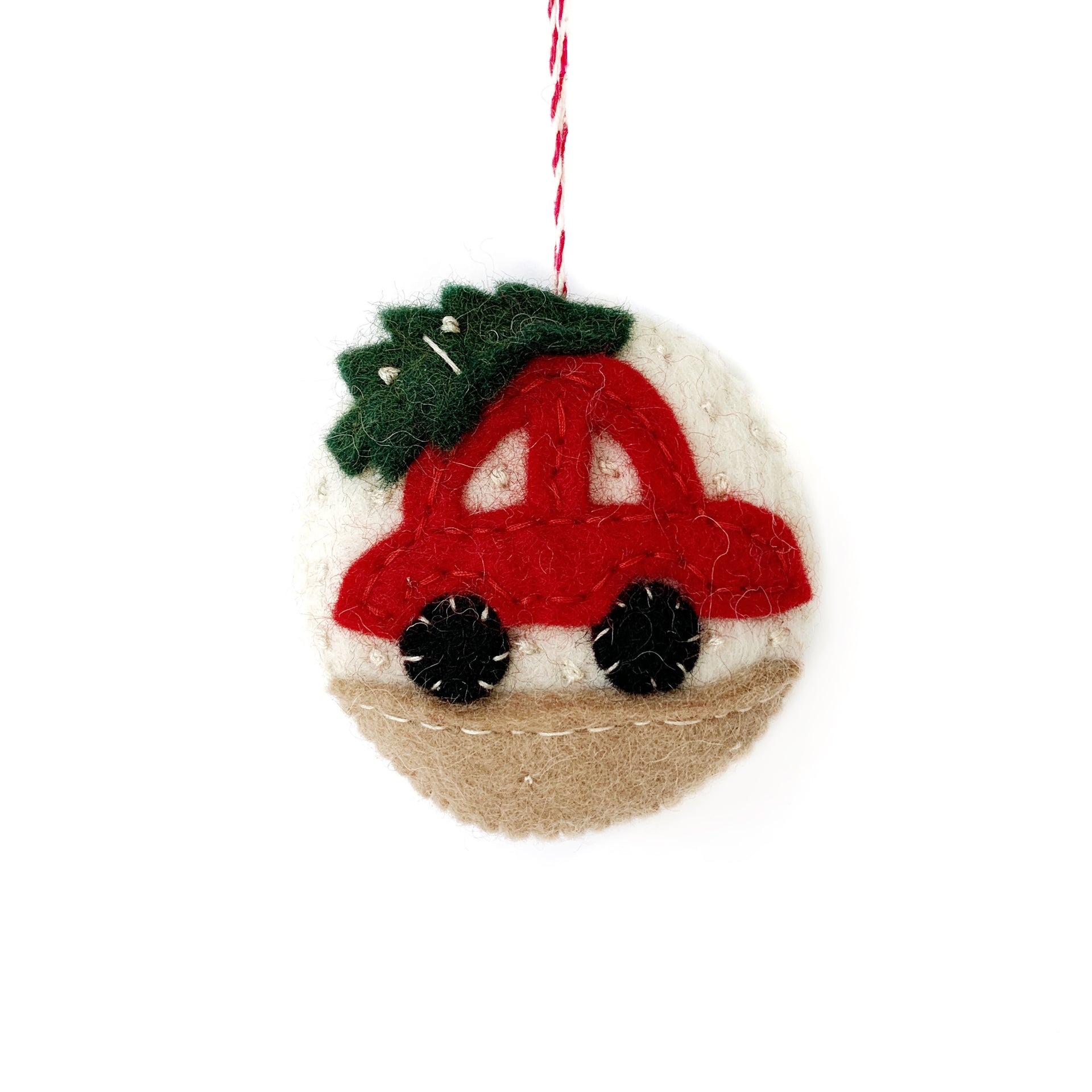 Car with Tree Ornament, Felt Wool