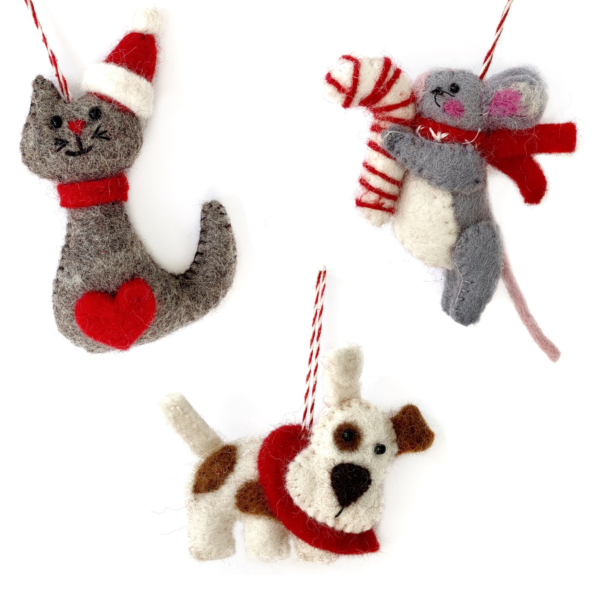 Furry Friends Felt Ornament Trio