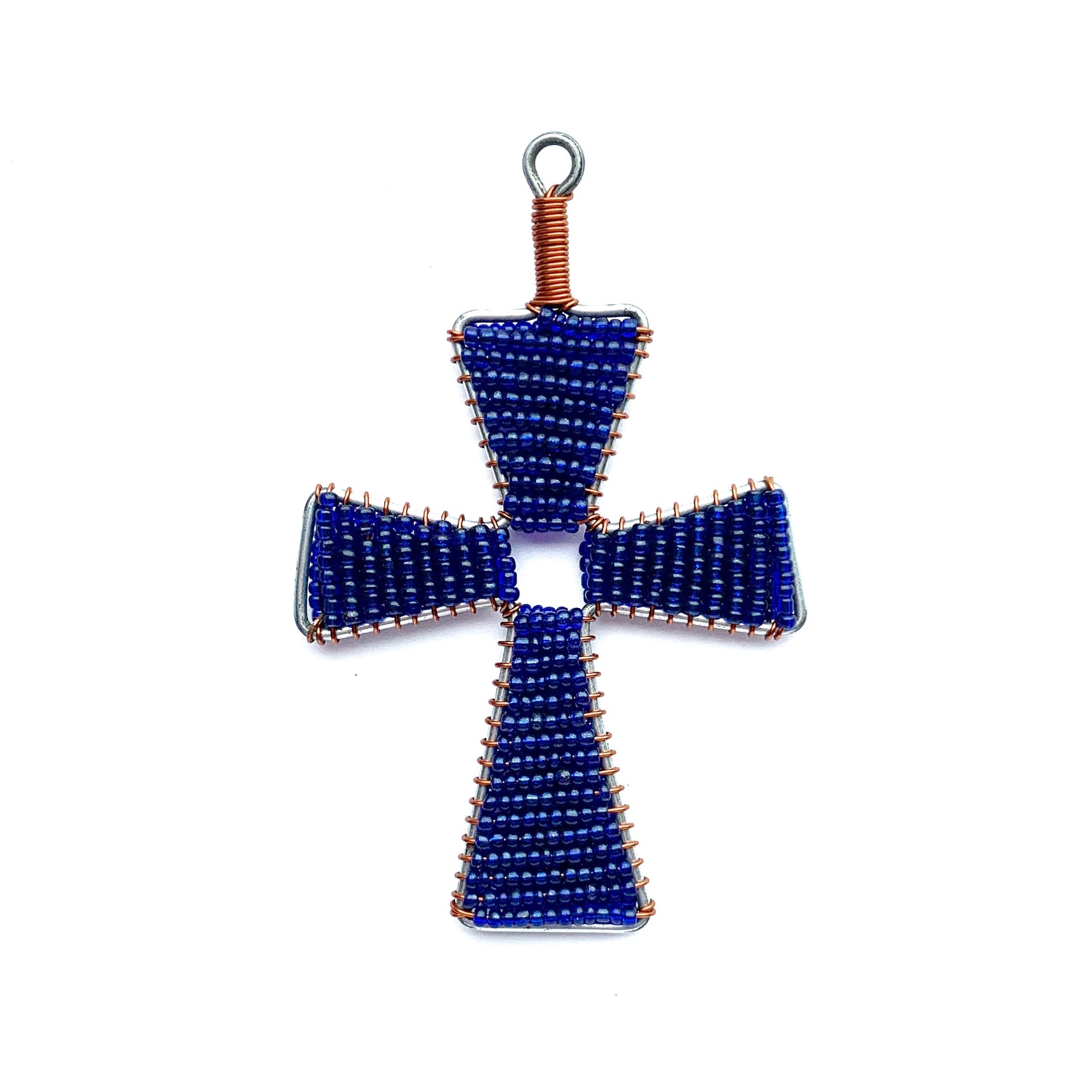 Glass Bead Cross Ornament (Assorted Colors)
