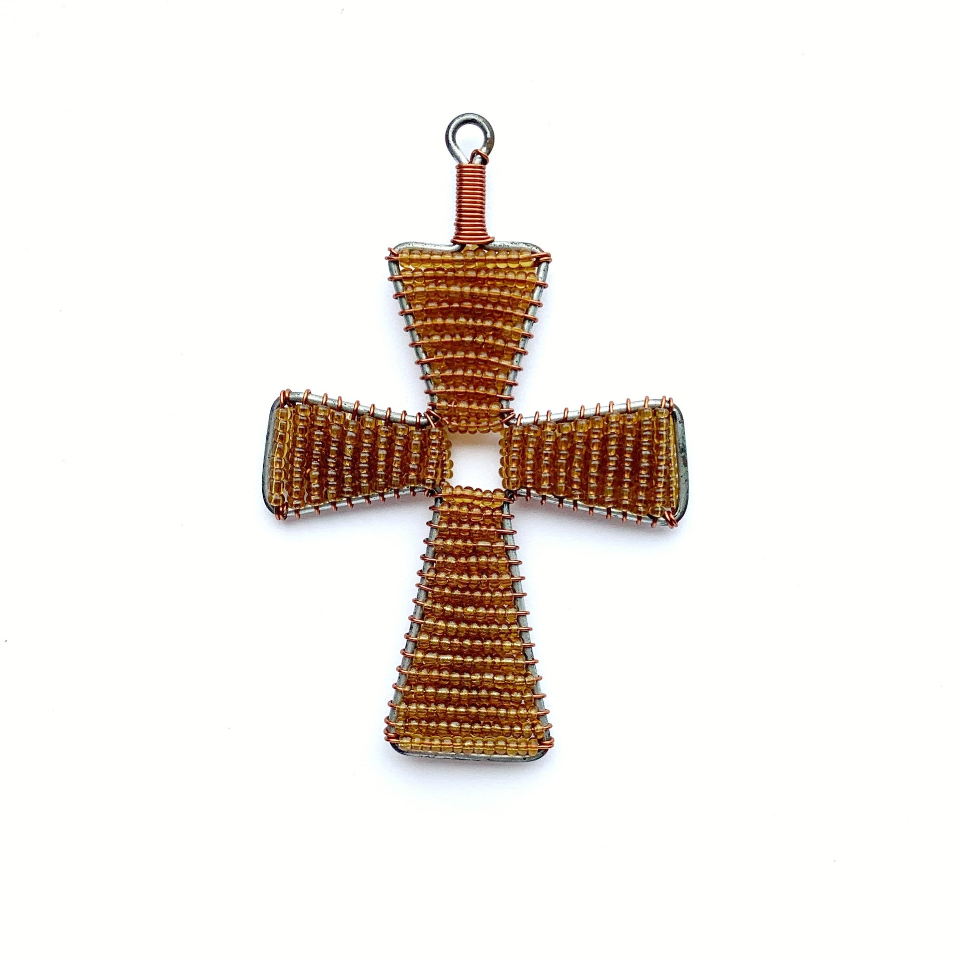 Glass Bead Cross Ornament (Assorted Colors)