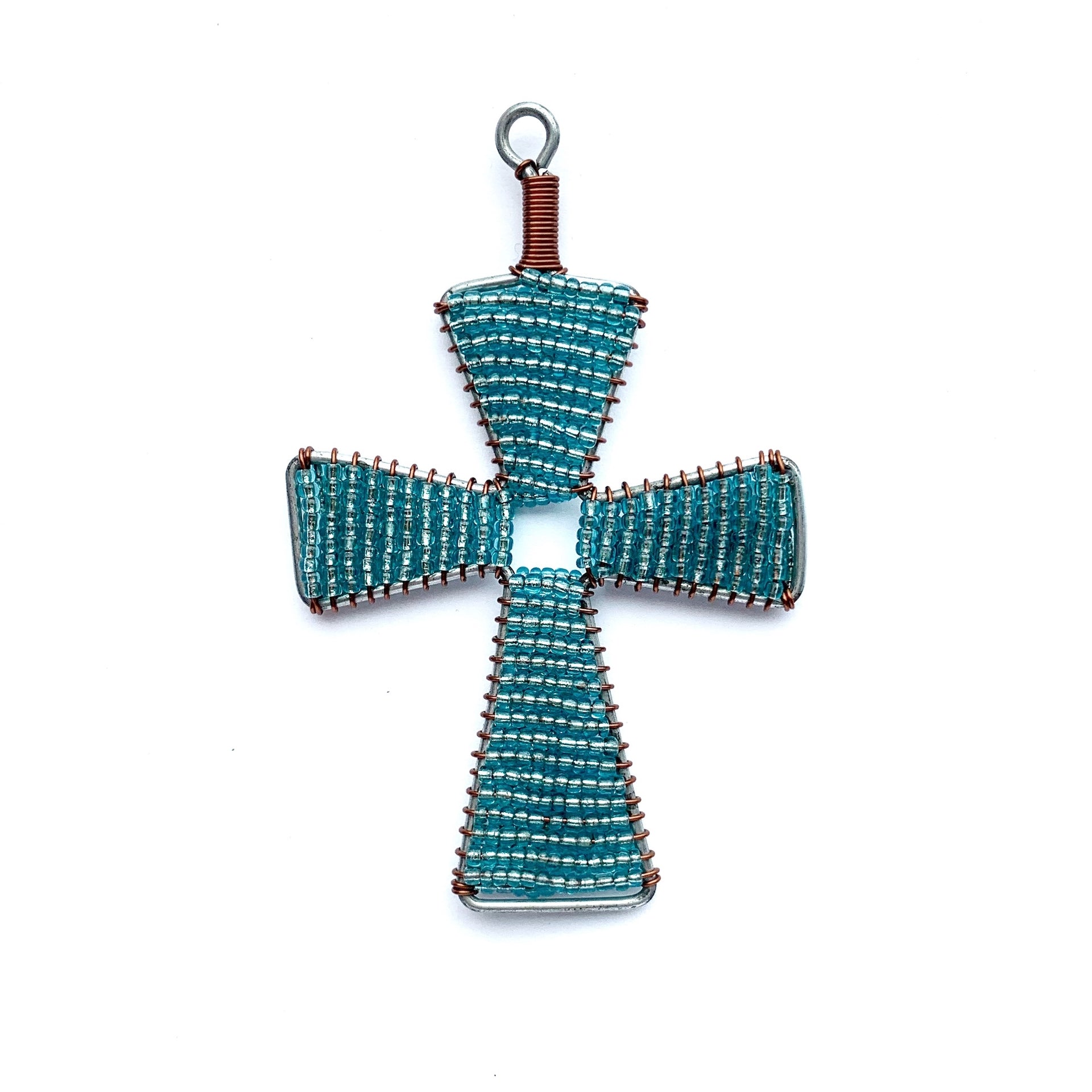 Glass Bead Cross Ornament (Assorted Colors)