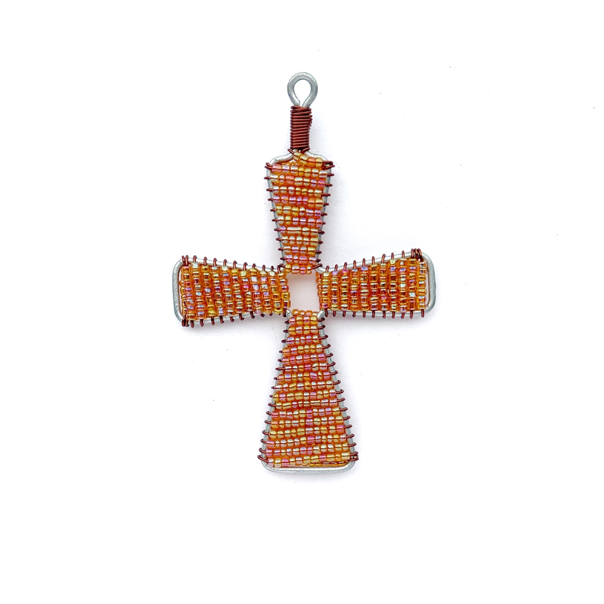 Glass Bead Cross Ornament (Assorted Colors)