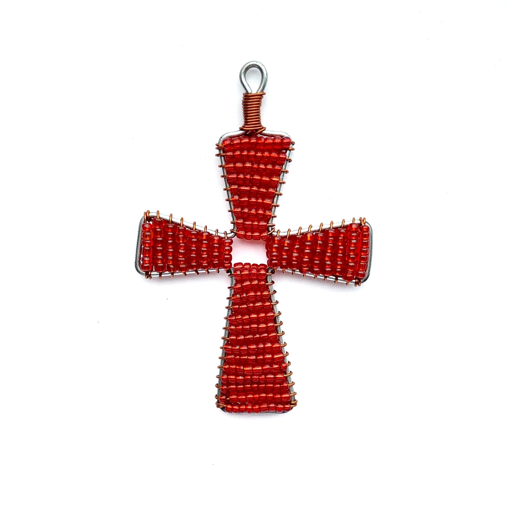 Glass Bead Cross Ornament (Assorted Colors)