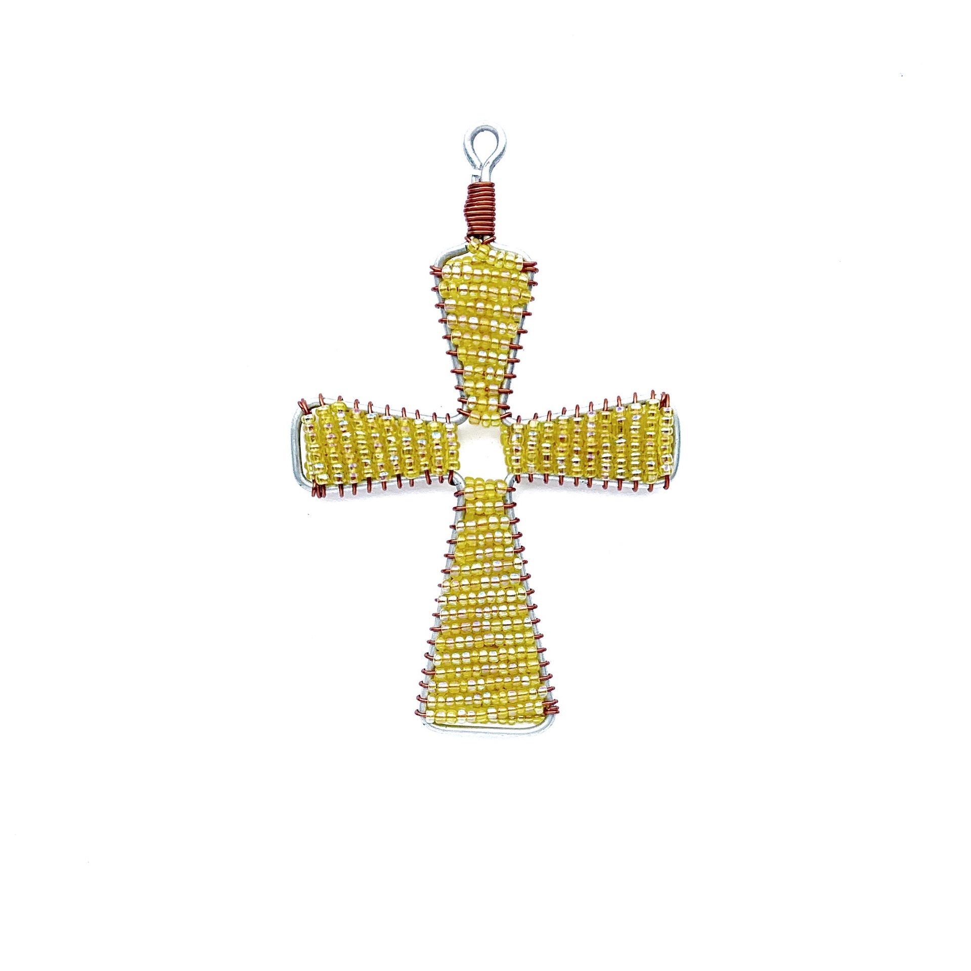 Glass Bead Cross Ornament (Assorted Colors)