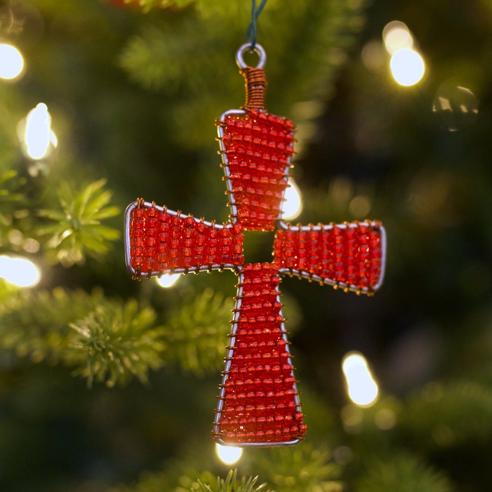 Glass Bead Cross Ornament Trio - Classic