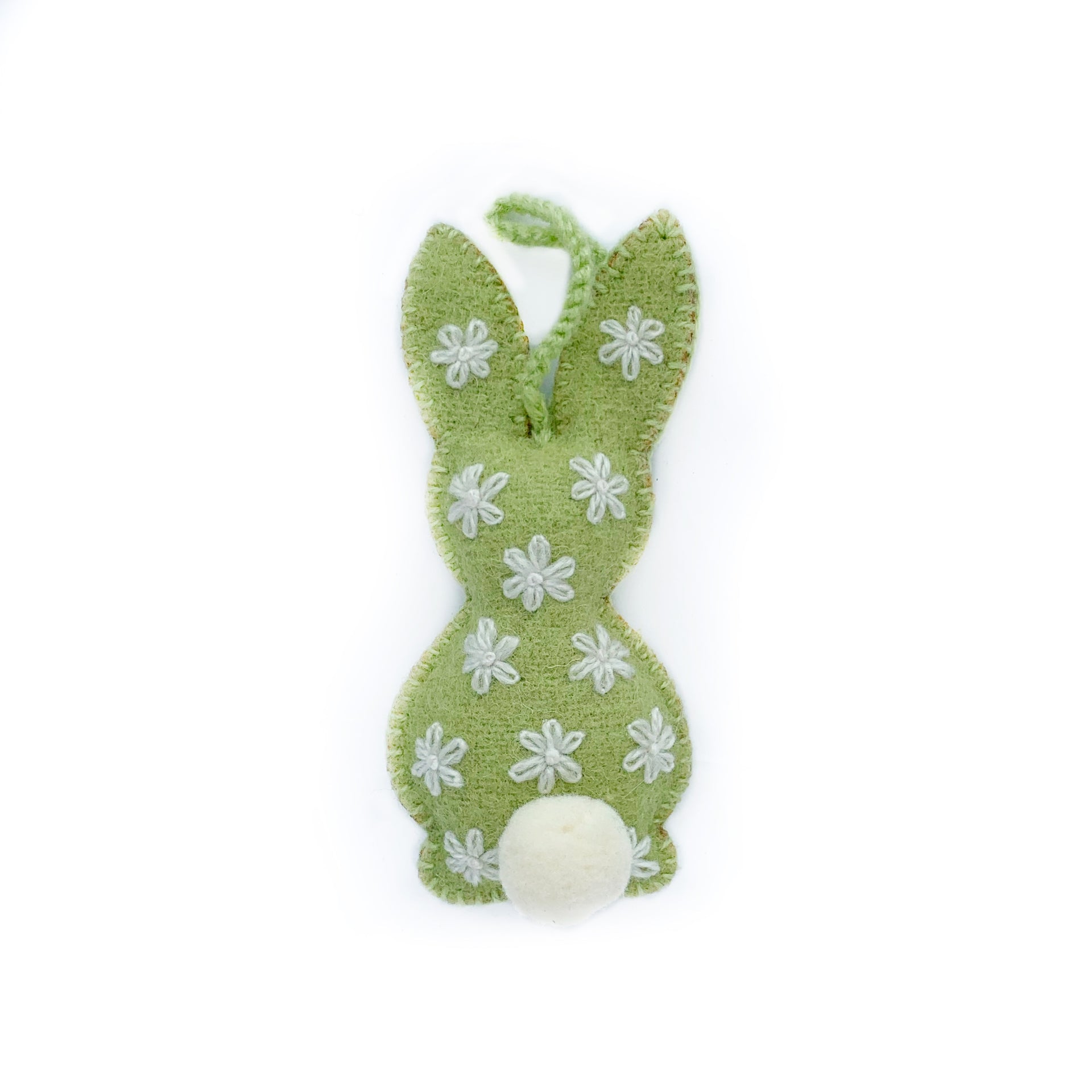 Easter Bunny Ornaments with Embroidered Flowers