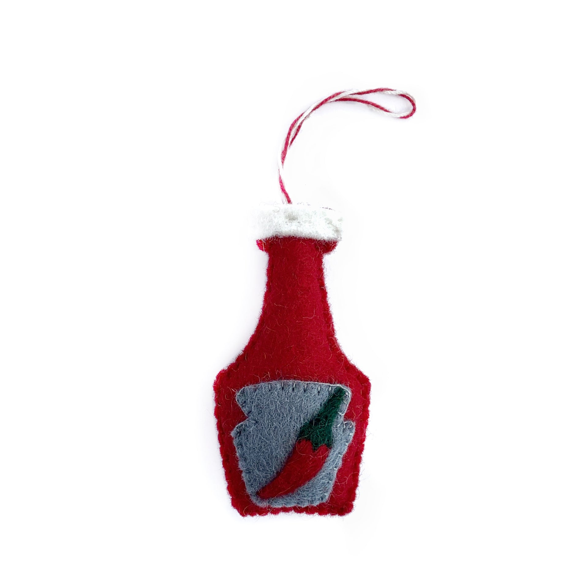 Hot Sauce Ornament, Felt Wool