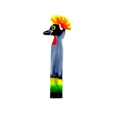 African Crested Crane Bookmark Leather Handmade Fair Trade