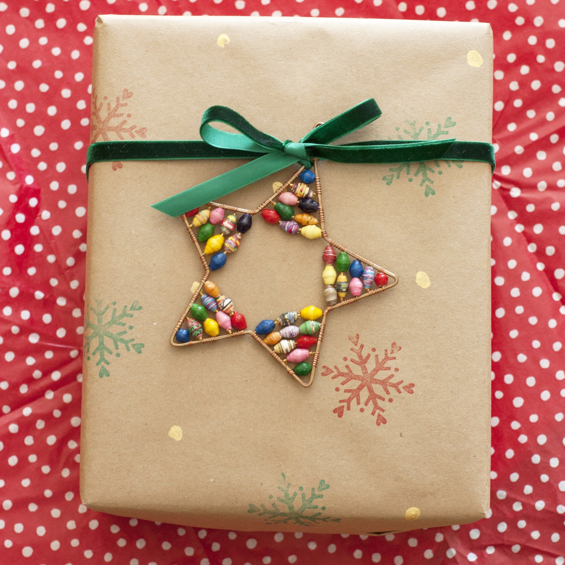 Paper Bead Ornament Christmas Gift Recycled