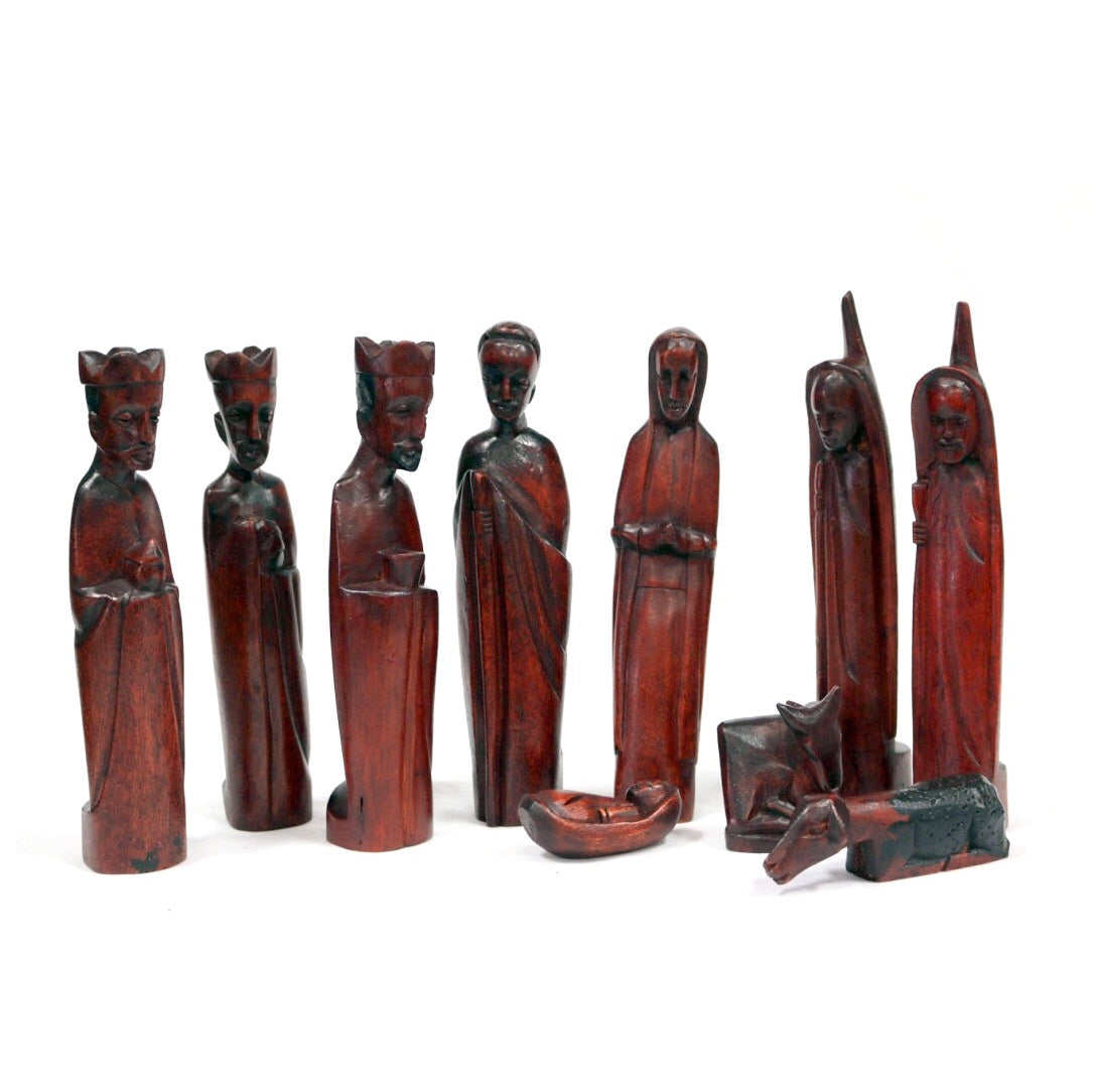Jacaranda Wood Carved African Nativity Set Handmade Fair Trade