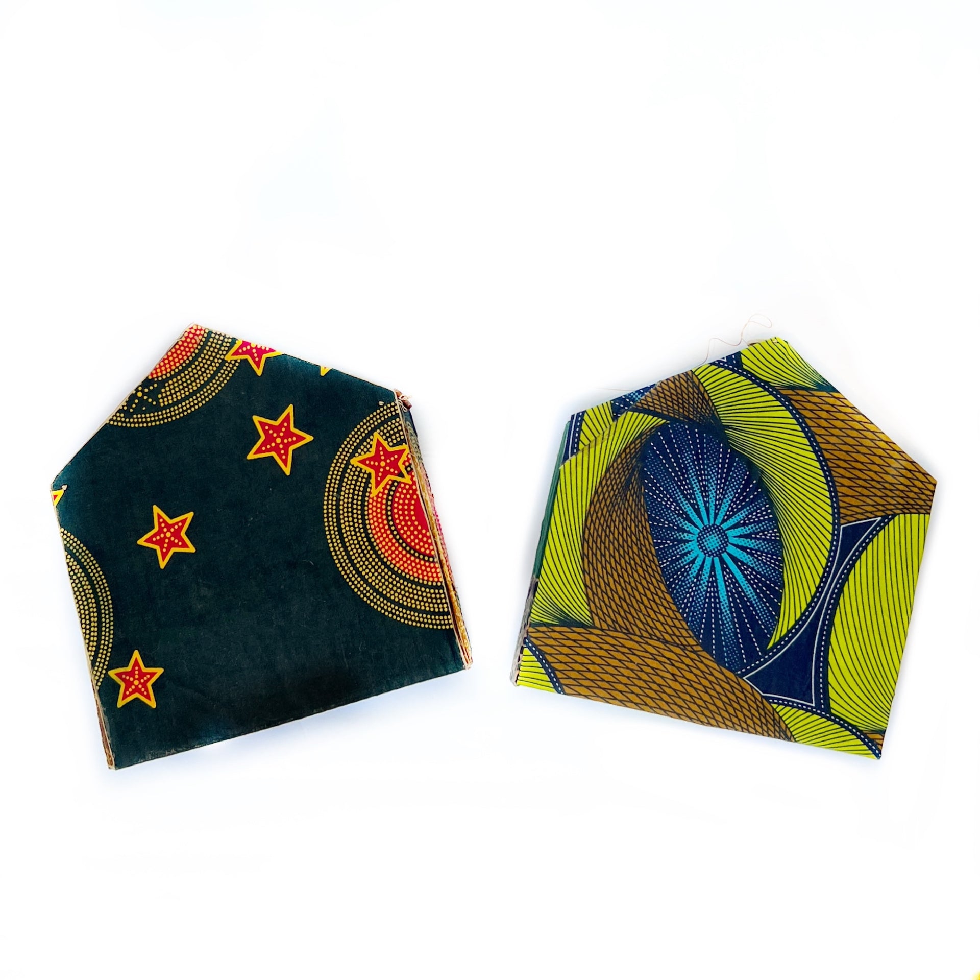 Fabric variations in box of African nativity set