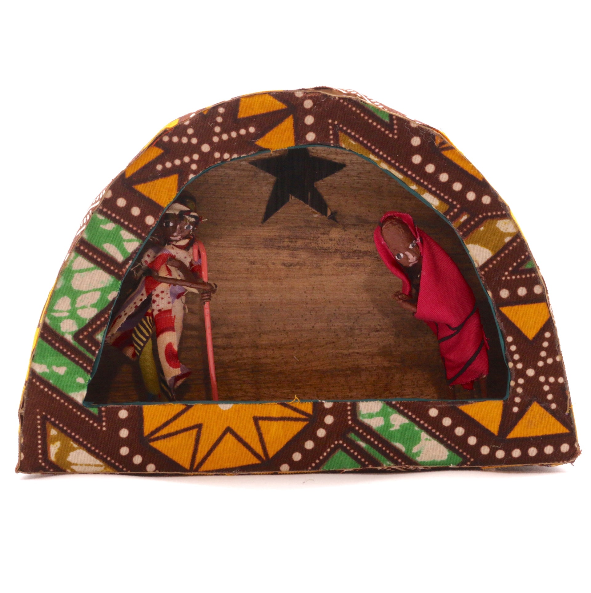 Kitenge Arch Nativity with Holy Family from Africa