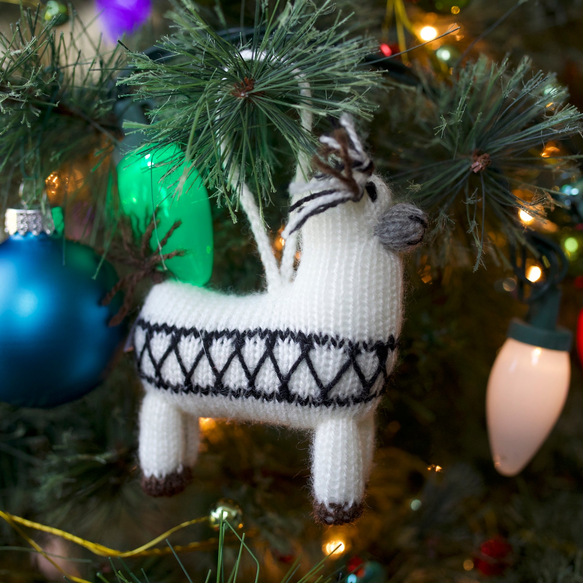 Llama Ornament, Knit Wool