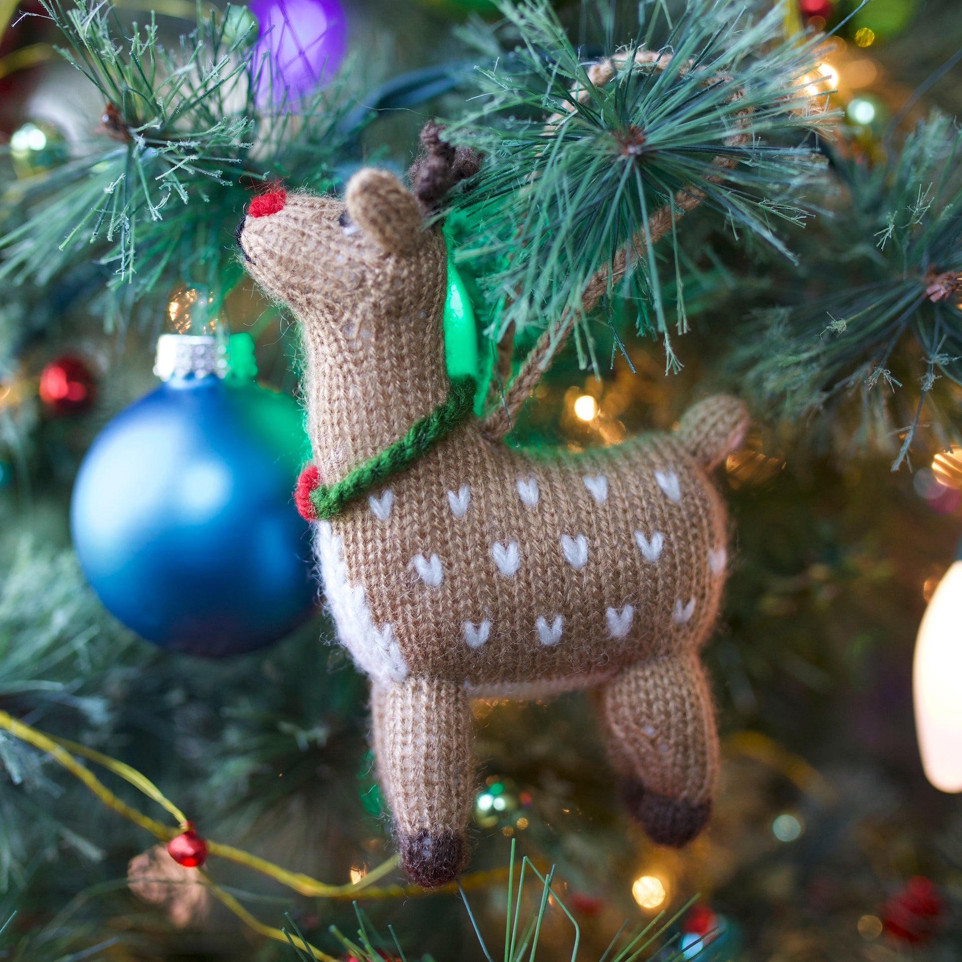 Premium Reindeer Ornament, Knit Wool