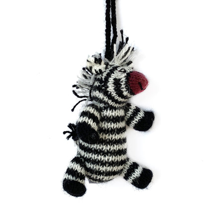 Knit Zebra Christmas Ornament Handmade Fair Trade