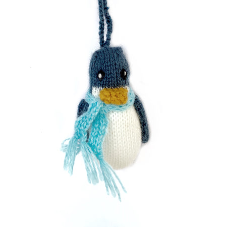 Blue Penguin Ornament Ornament Fair Trade Knit