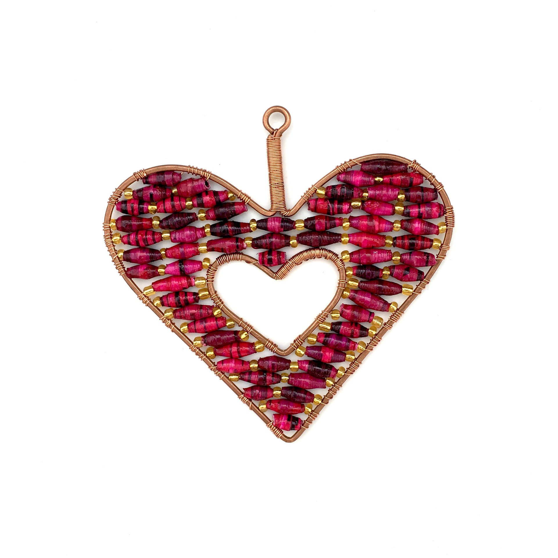 Valentine's Open Heart Paper Bead Ornament
